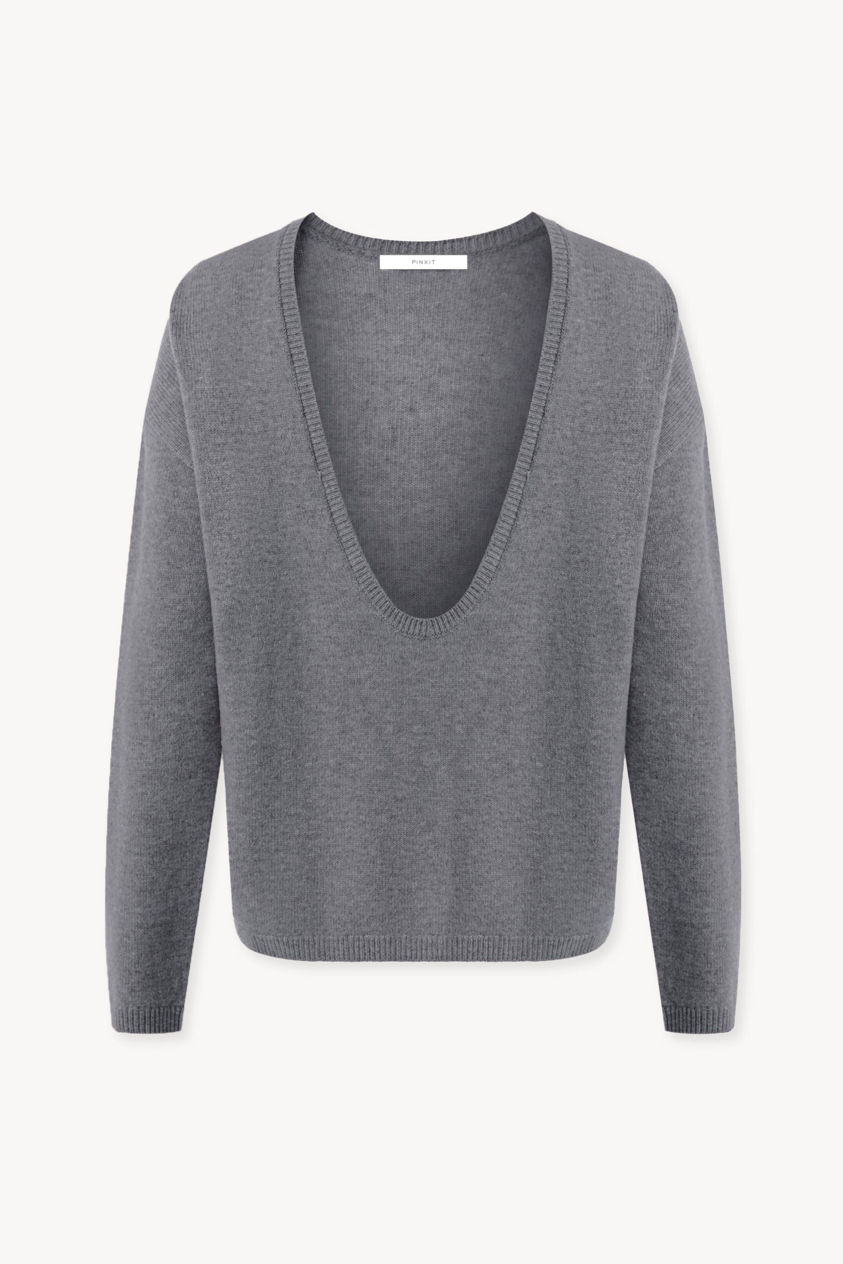 Wool jumper with neckline Gray melange PINXIT XS