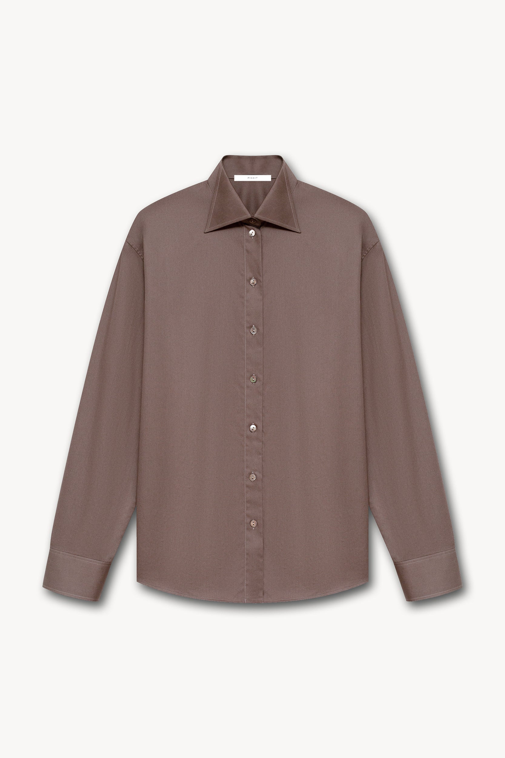 Loose-fit cotton shirt Taupe PINXIT EU 36