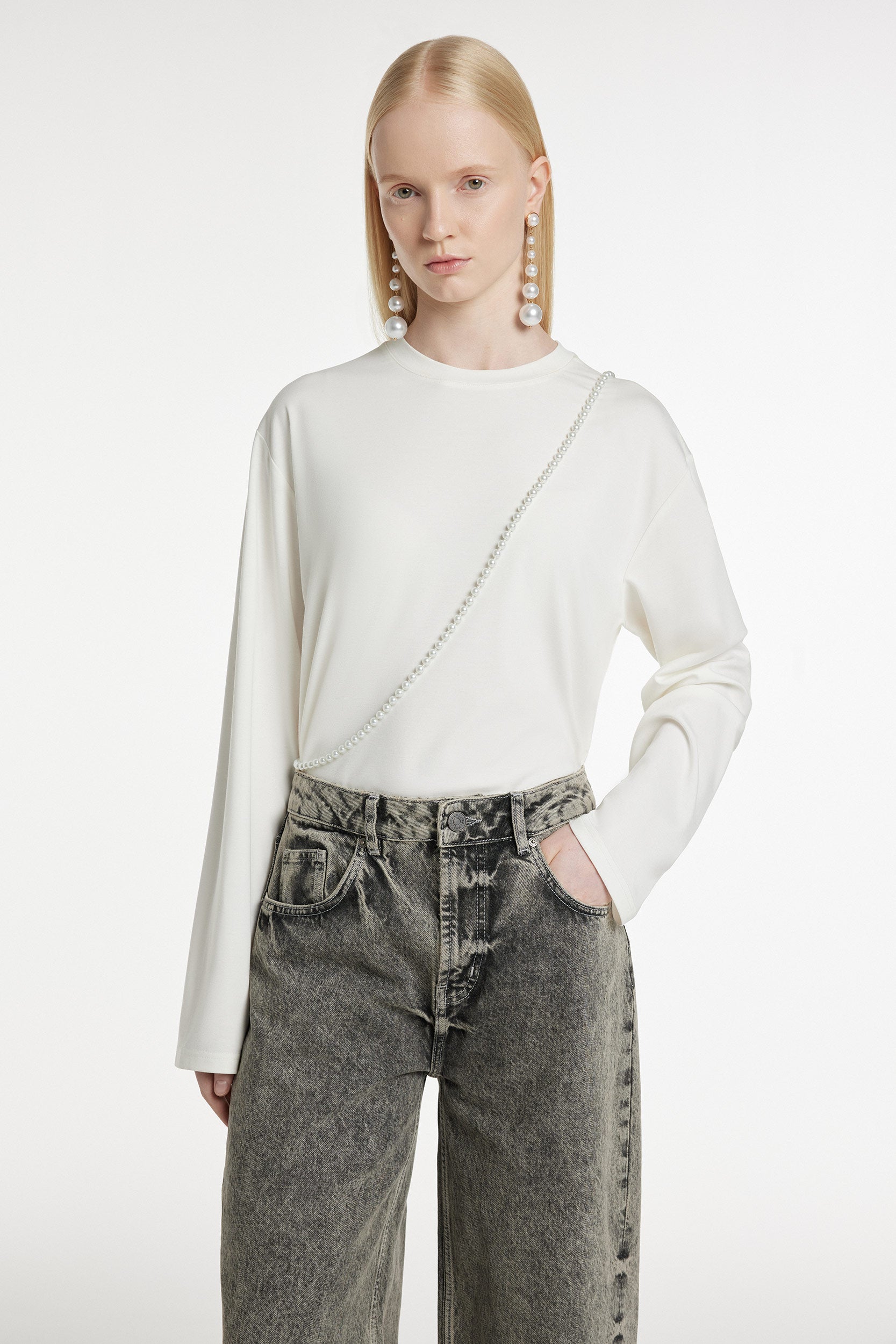 Viscose straight-fit long-sleeve T-shirt PINXIT