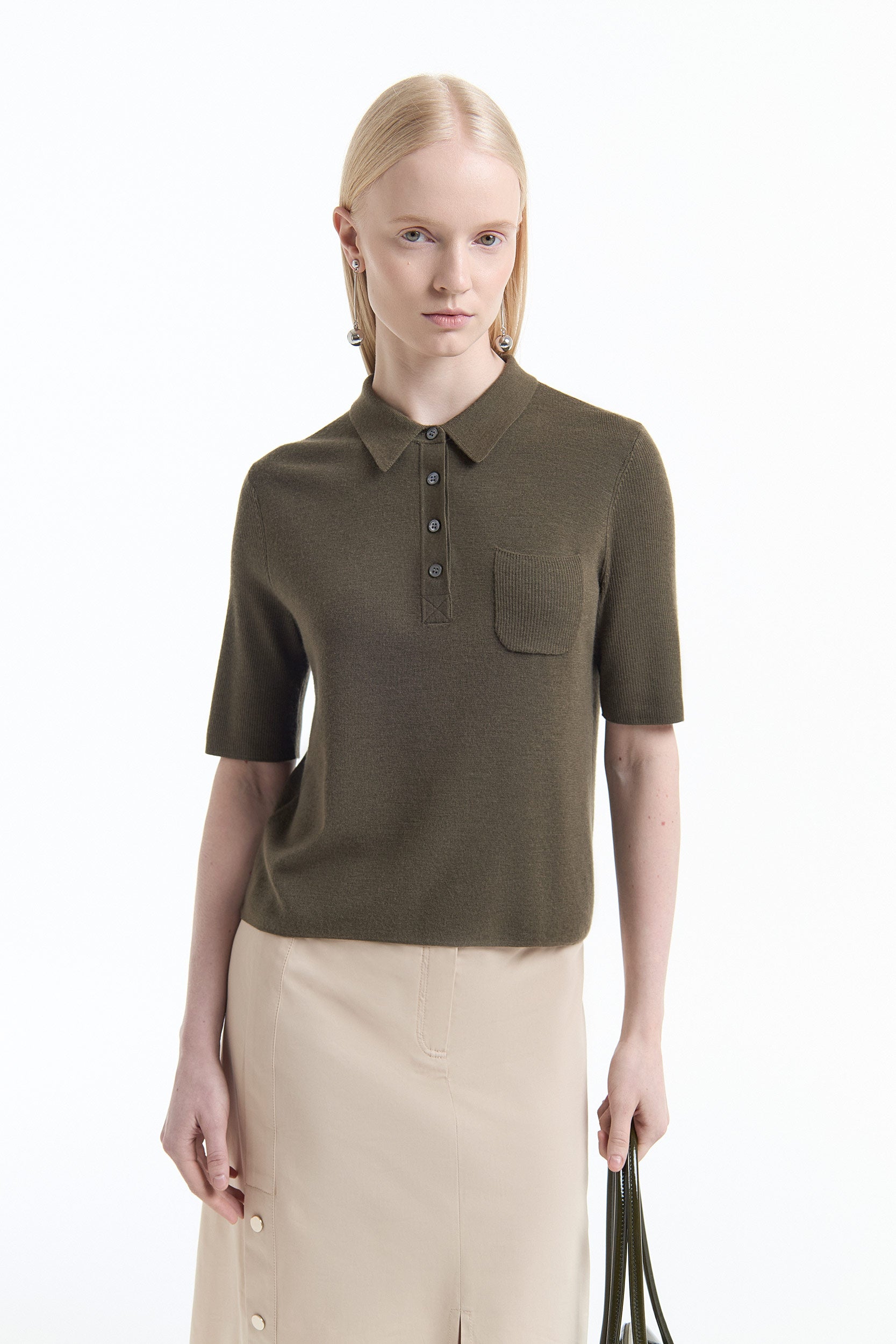 Wool polo with a pocket PINXIT