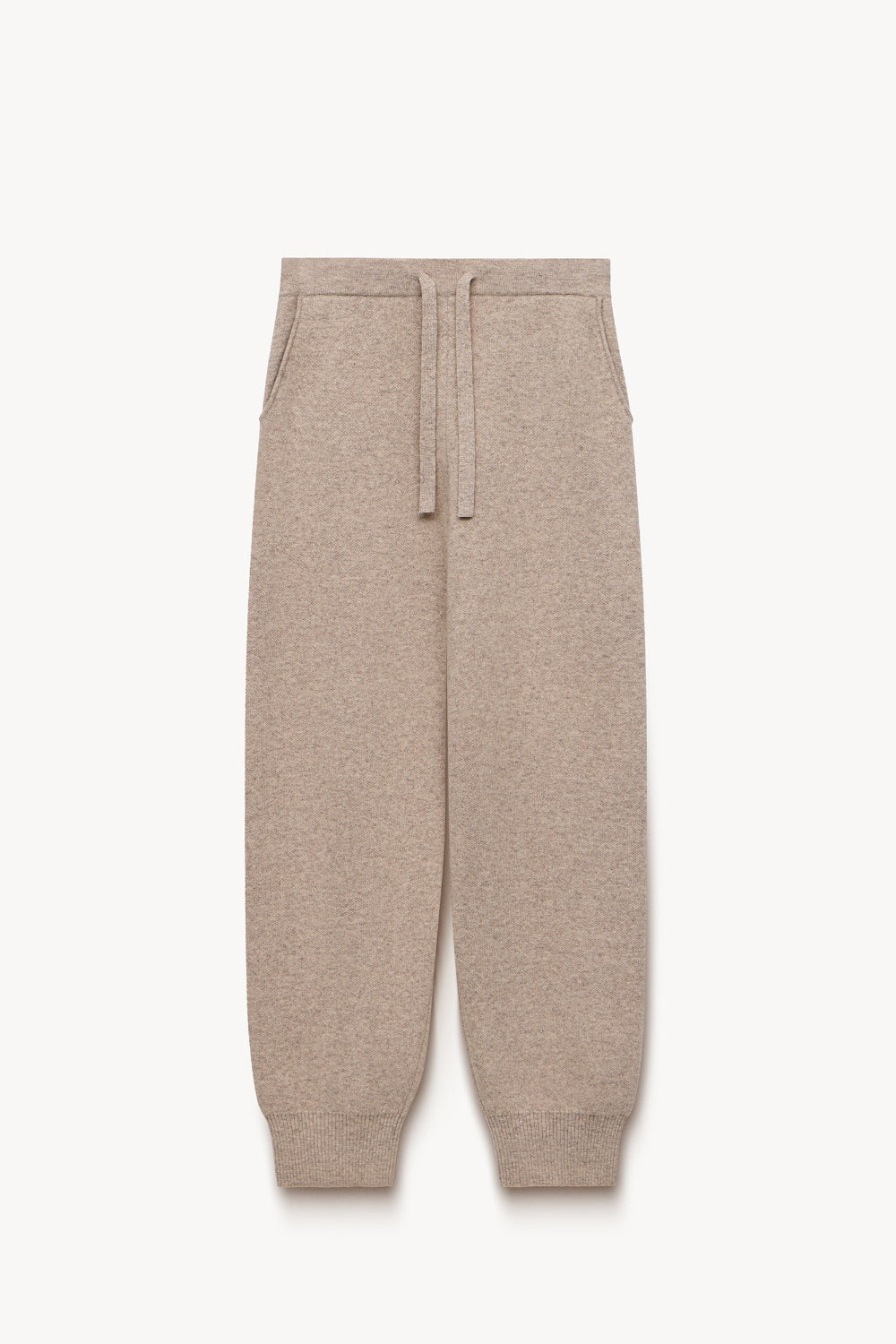 Wool with angora knitted joggers Light beige melange PINXIT S