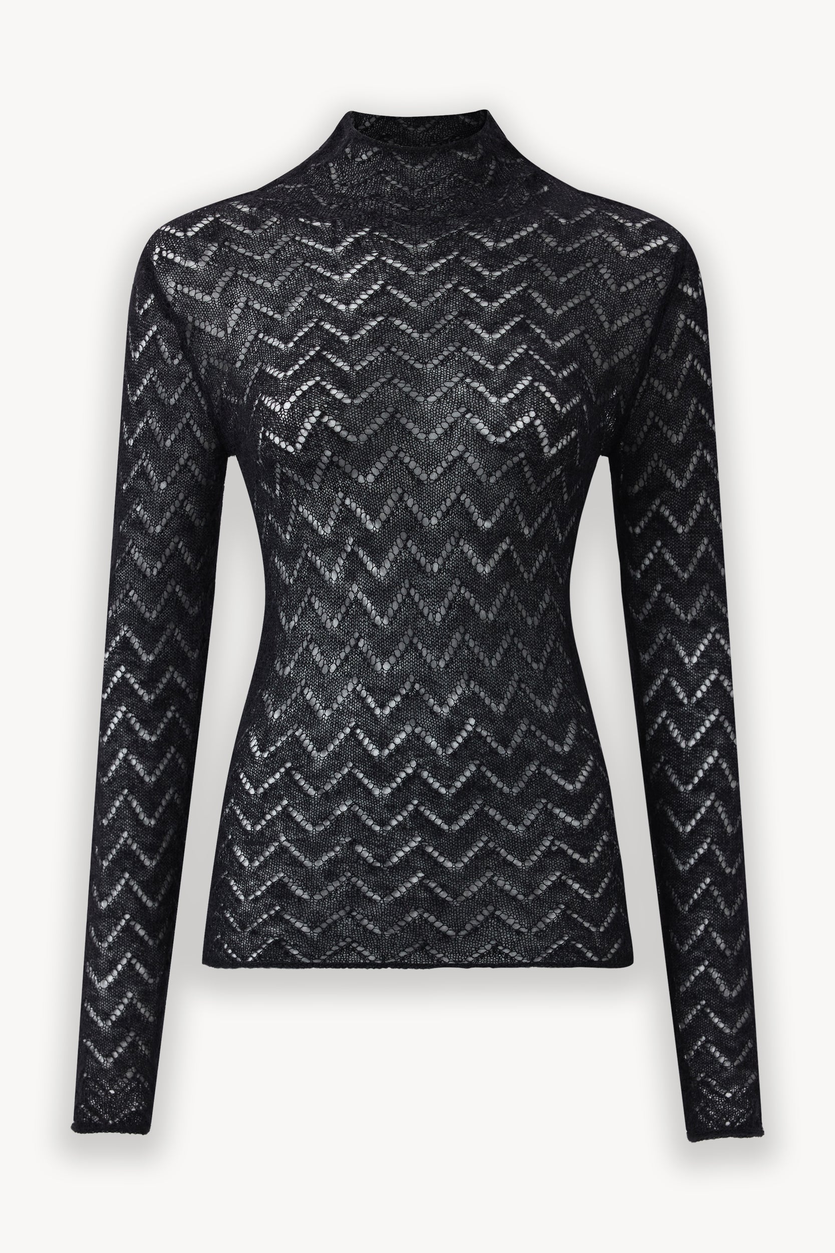 Lace alpaca wool turtleneck Black PINXIT S