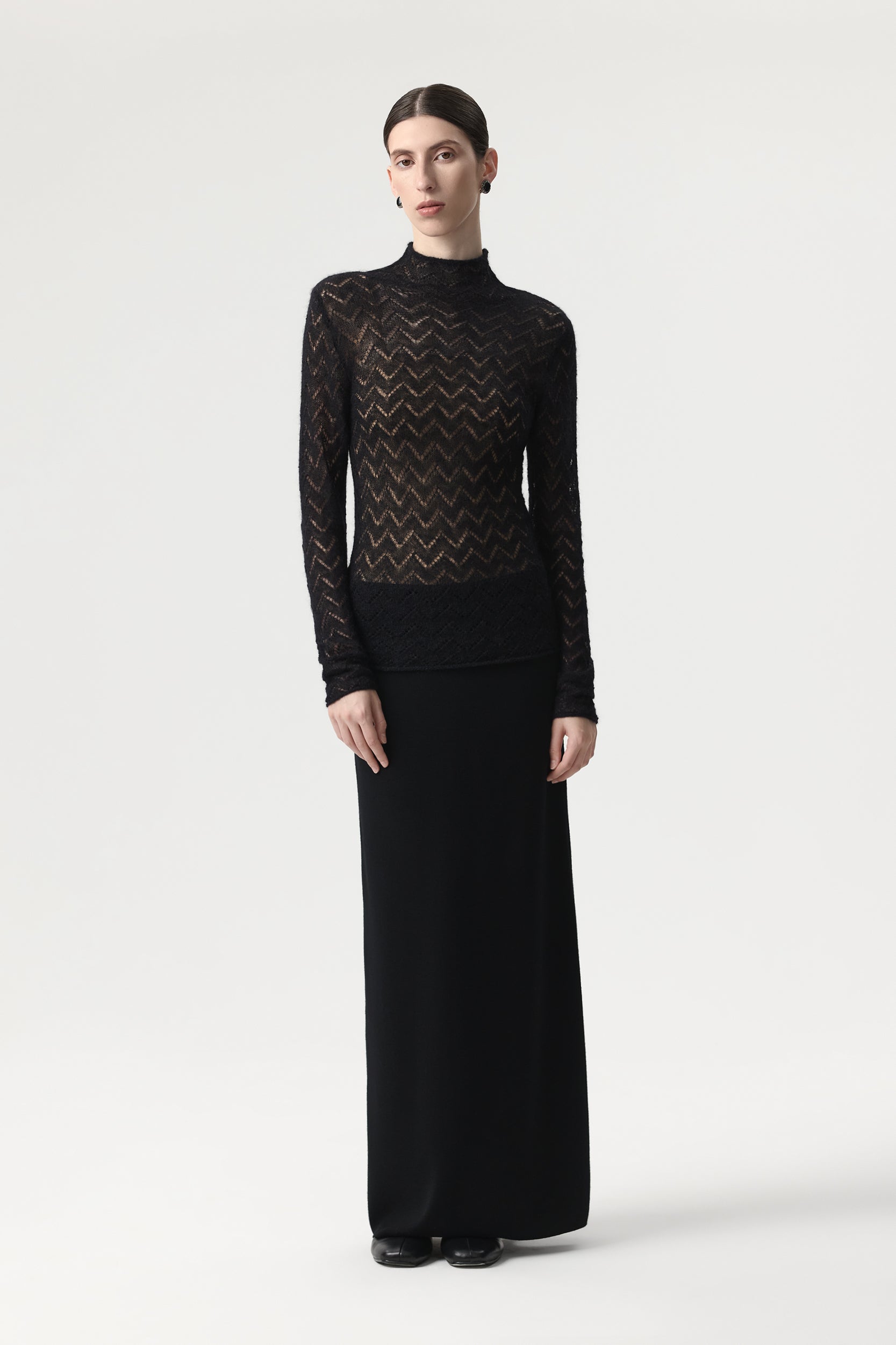 Lace alpaca wool turtleneck PINXIT