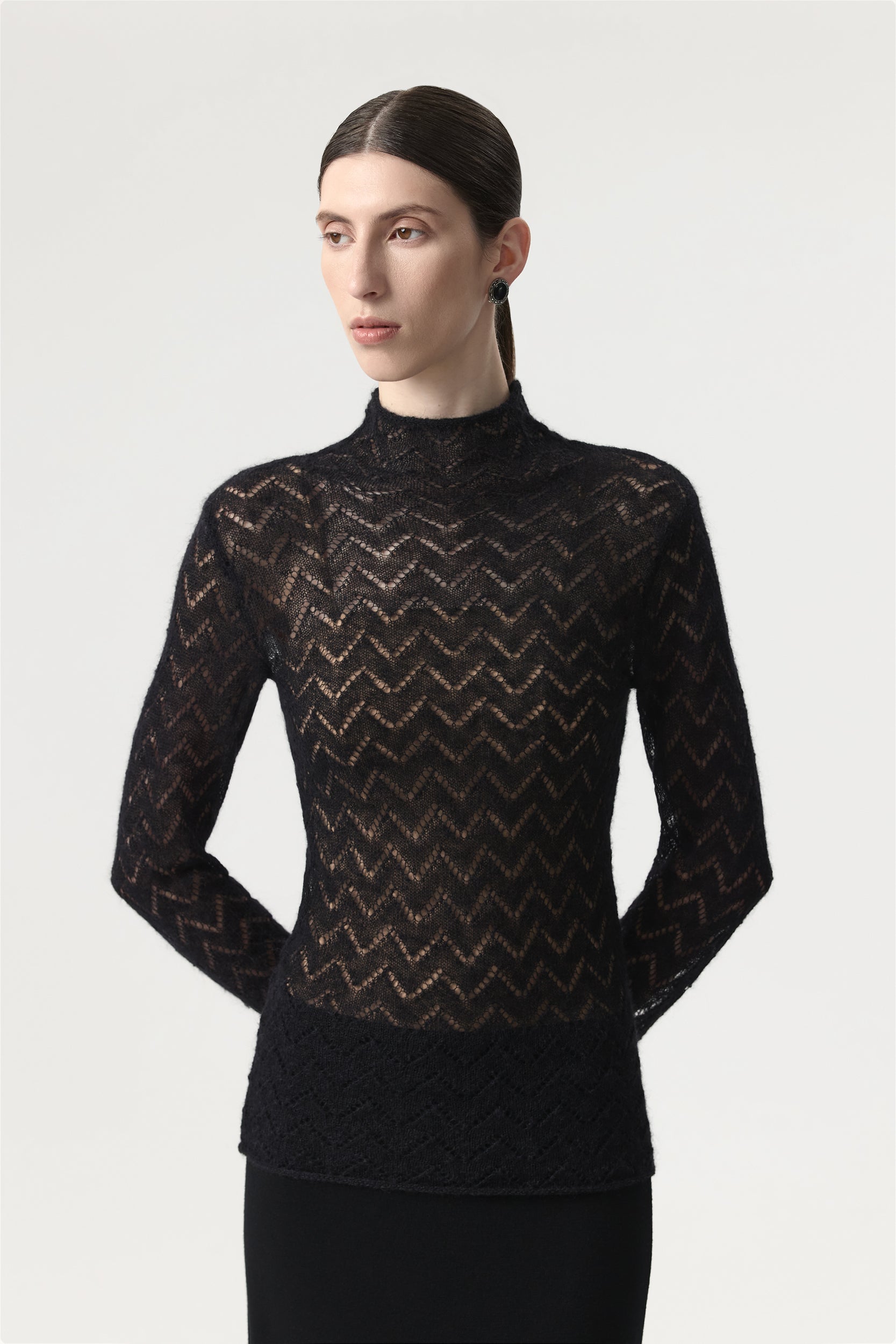 Lace alpaca wool turtleneck PINXIT