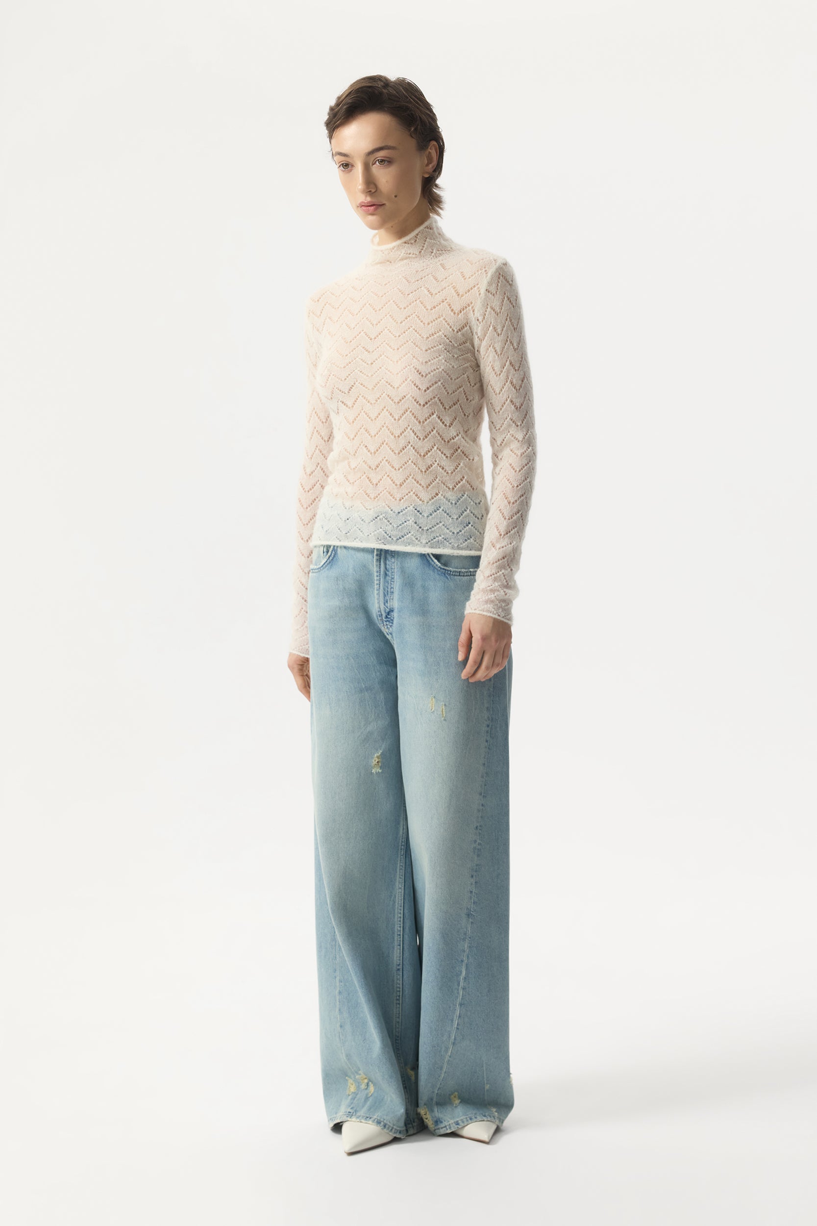 Lace alpaca wool turtleneck PINXIT