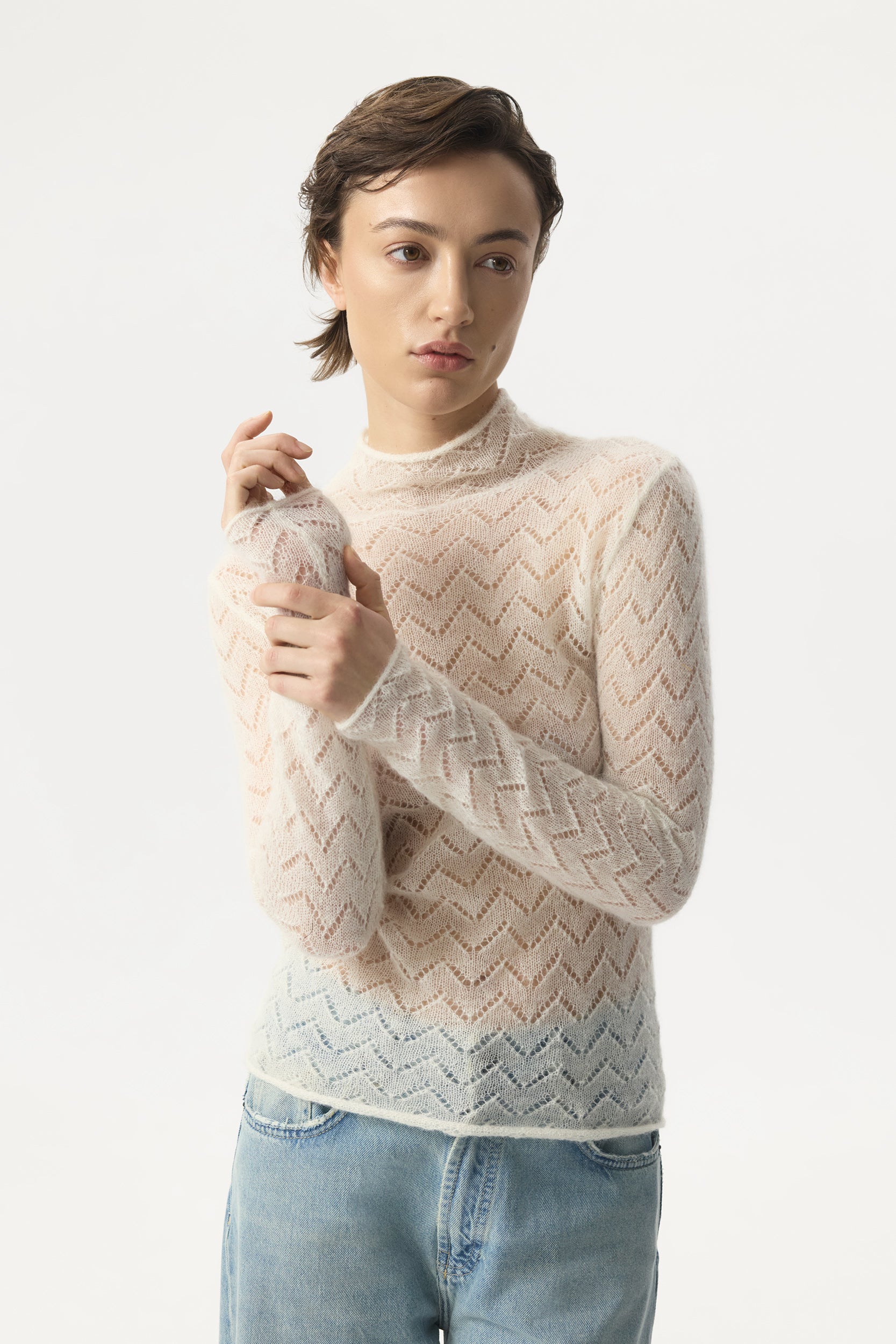 Lace alpaca wool turtleneck PINXIT