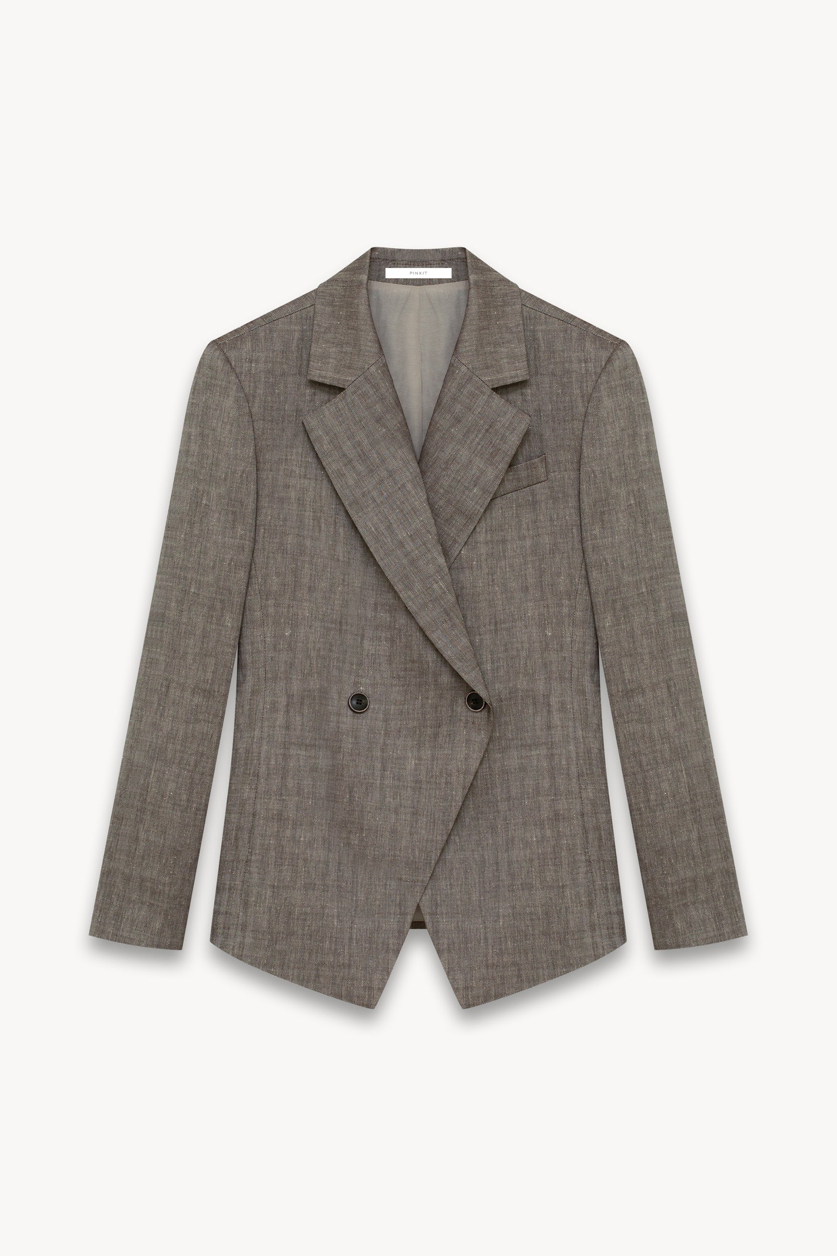 Herringbone linen blazer Tobacco PINXIT EU 36