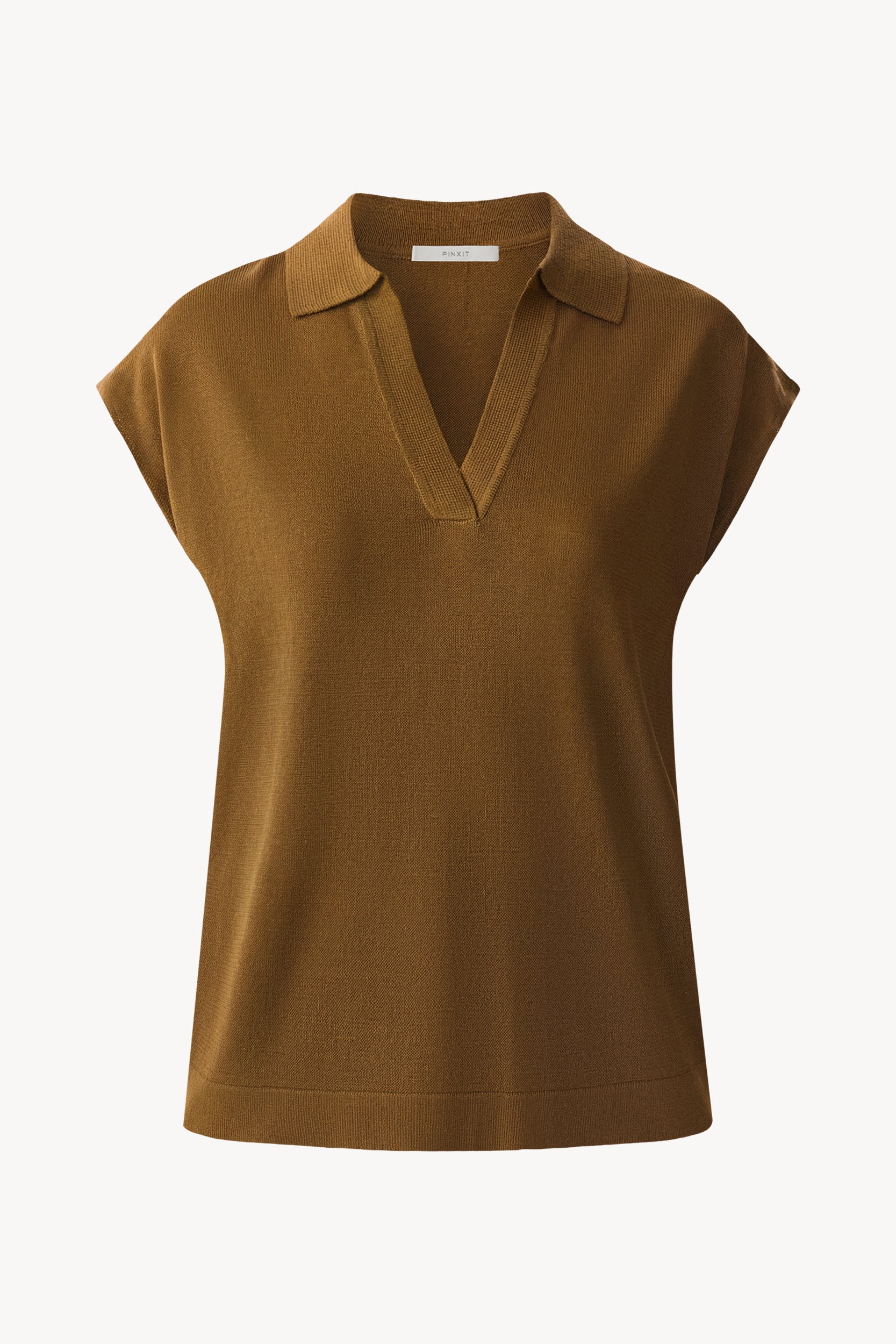 Knitted viscose polo shirt Mustard PINXIT S