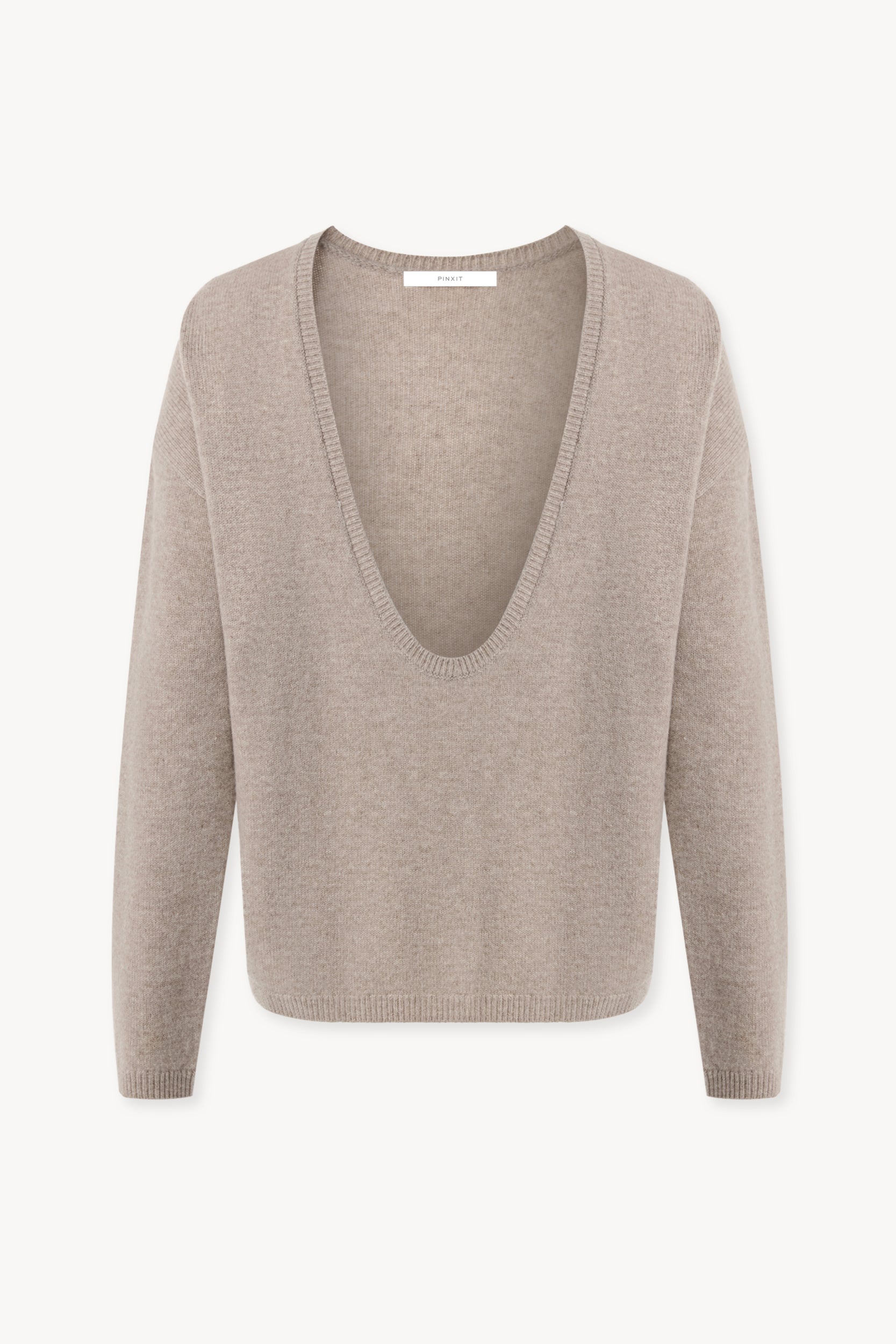 Wool jumper with neckline Beige PINXIT XS