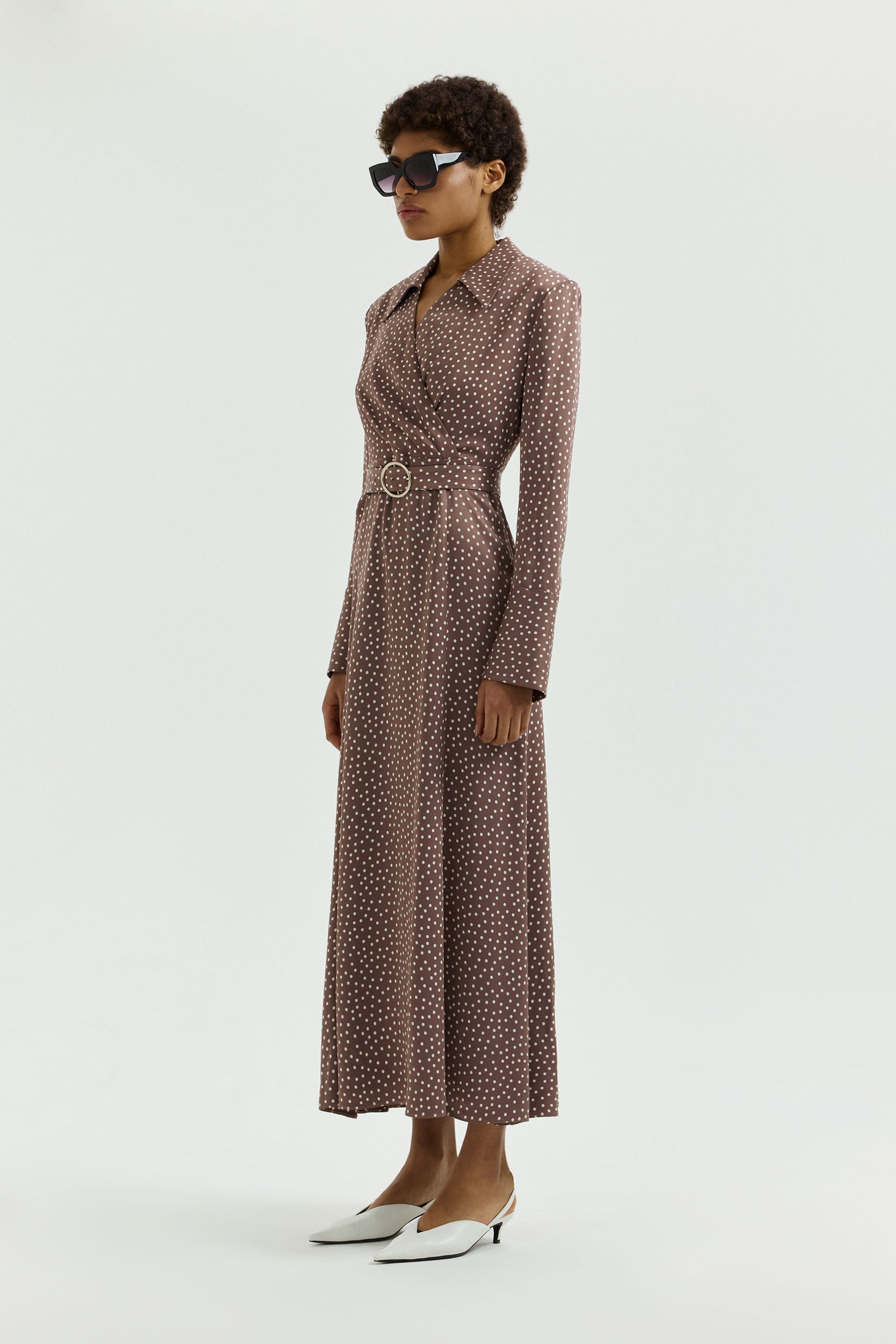 Satin wrap shirt-dress PINXIT