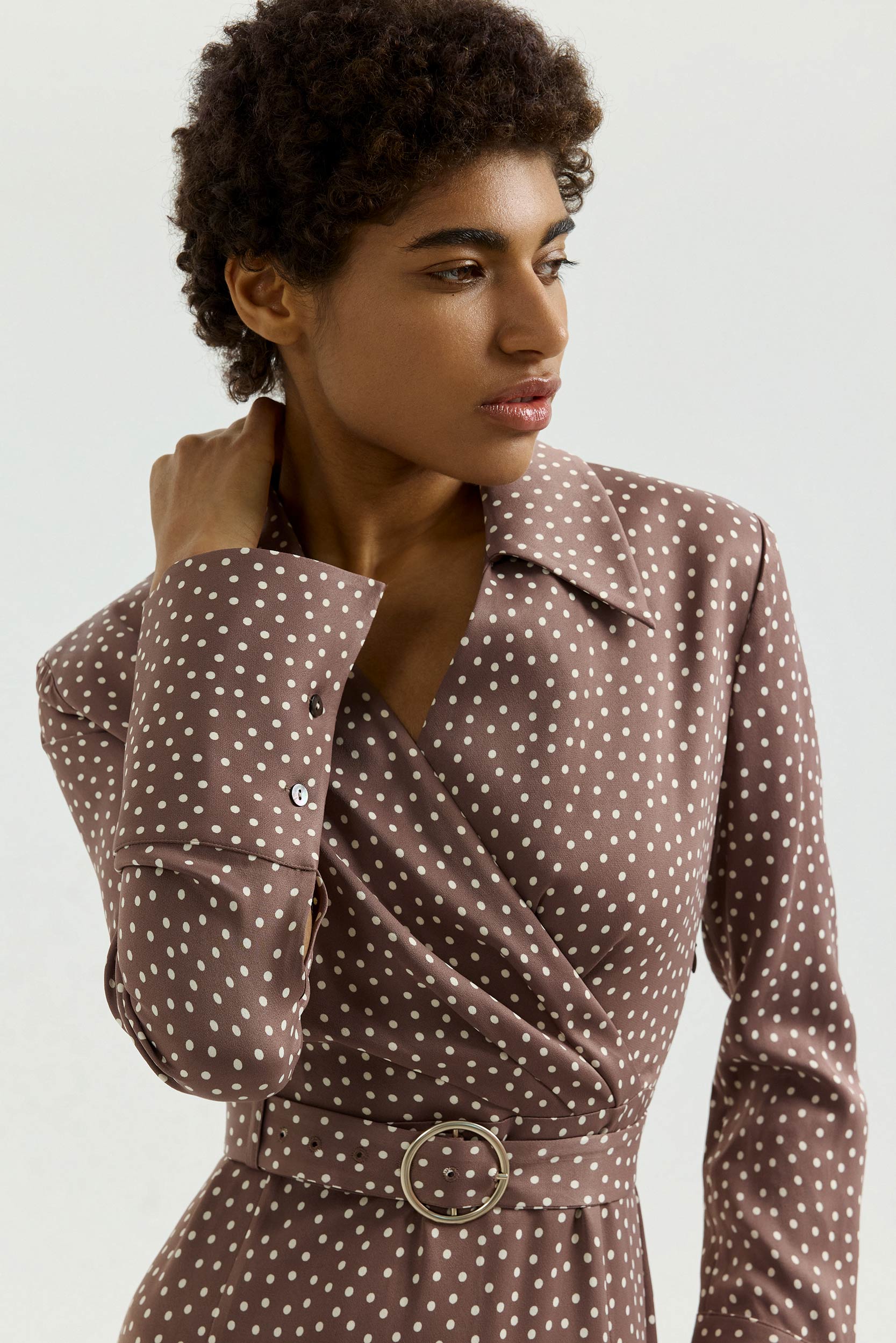 Satin wrap shirt-dress PINXIT