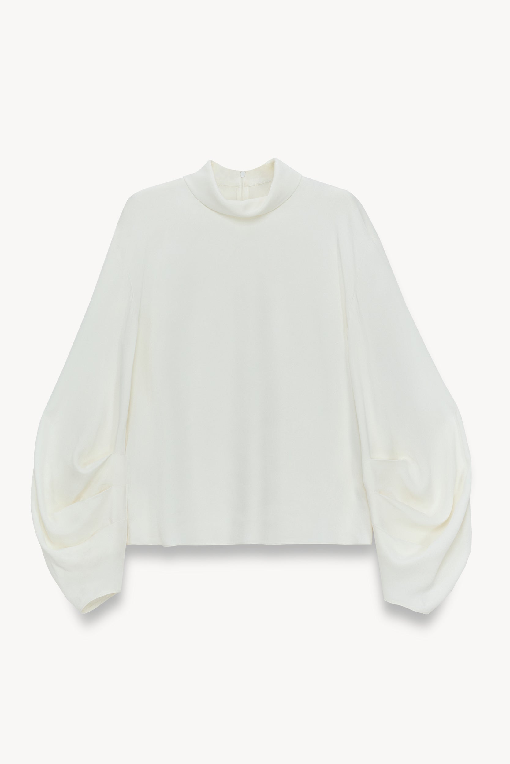 Draped-sleeve satin blouse Ecru PINXIT EU 36