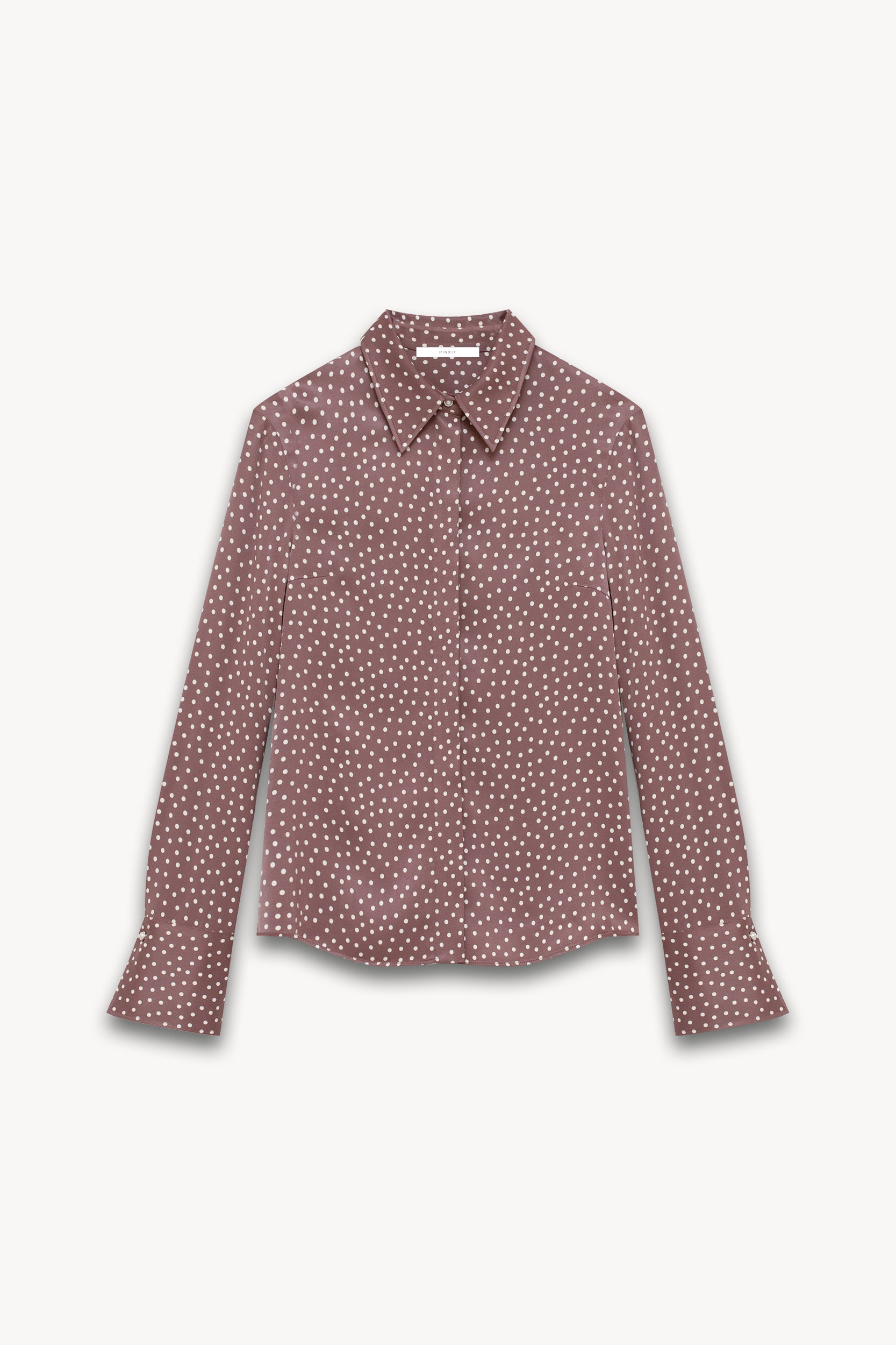 Fitted satin blouse Taupe/Ecru PINXIT EU 36