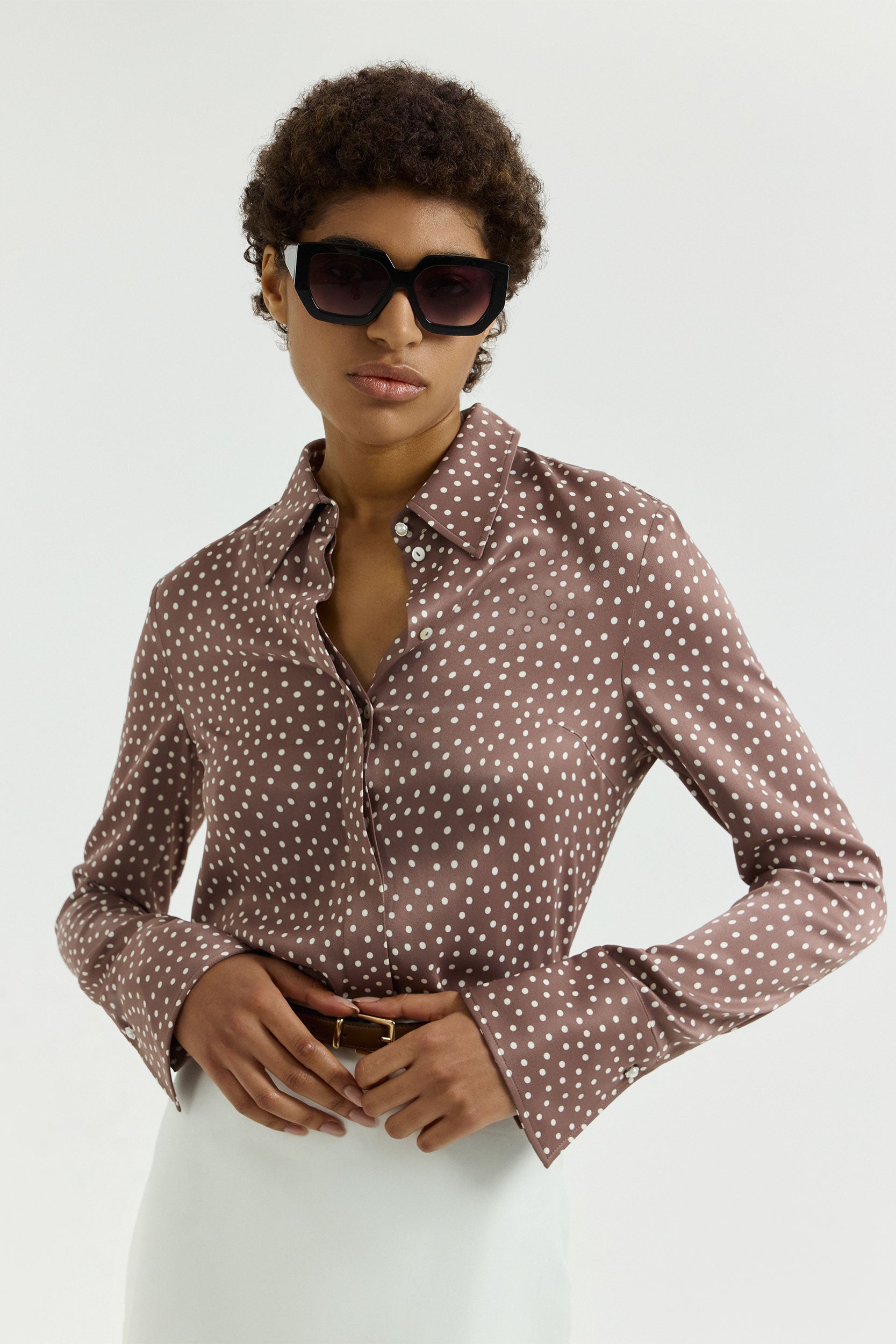 Fitted satin blouse PINXIT