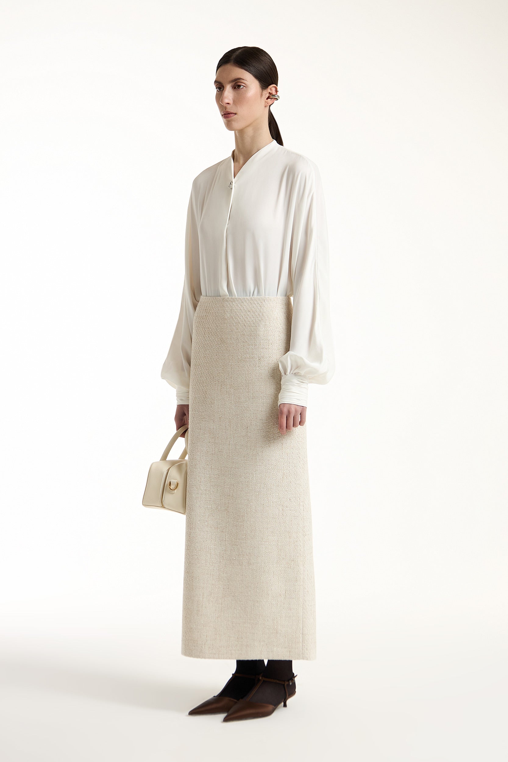 Voluminous-sleeve satin blouse PINXIT