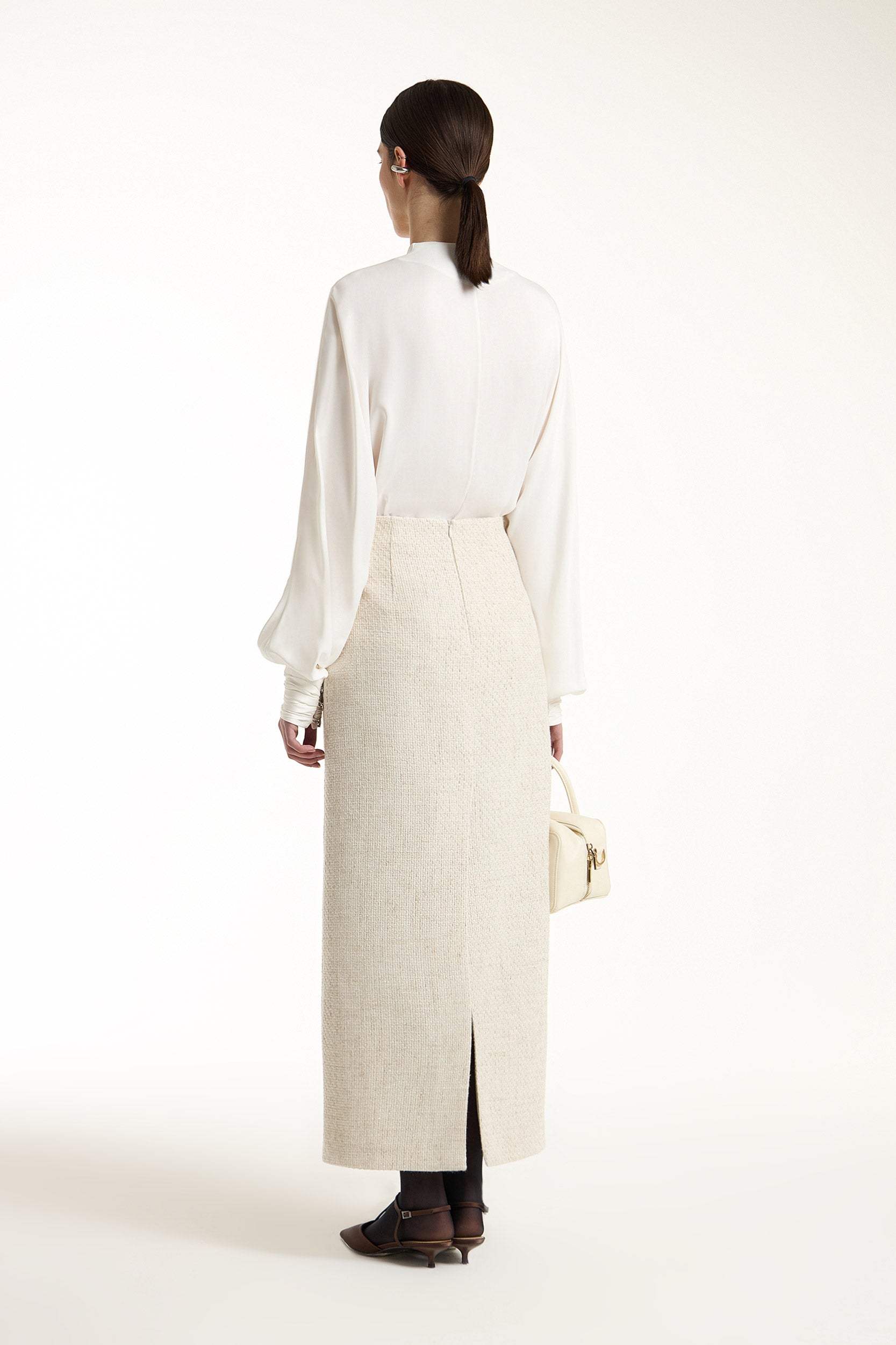 Voluminous-sleeve satin blouse PINXIT