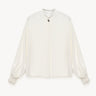 Voluminous-sleeve satin blouse White PINXIT EU 36