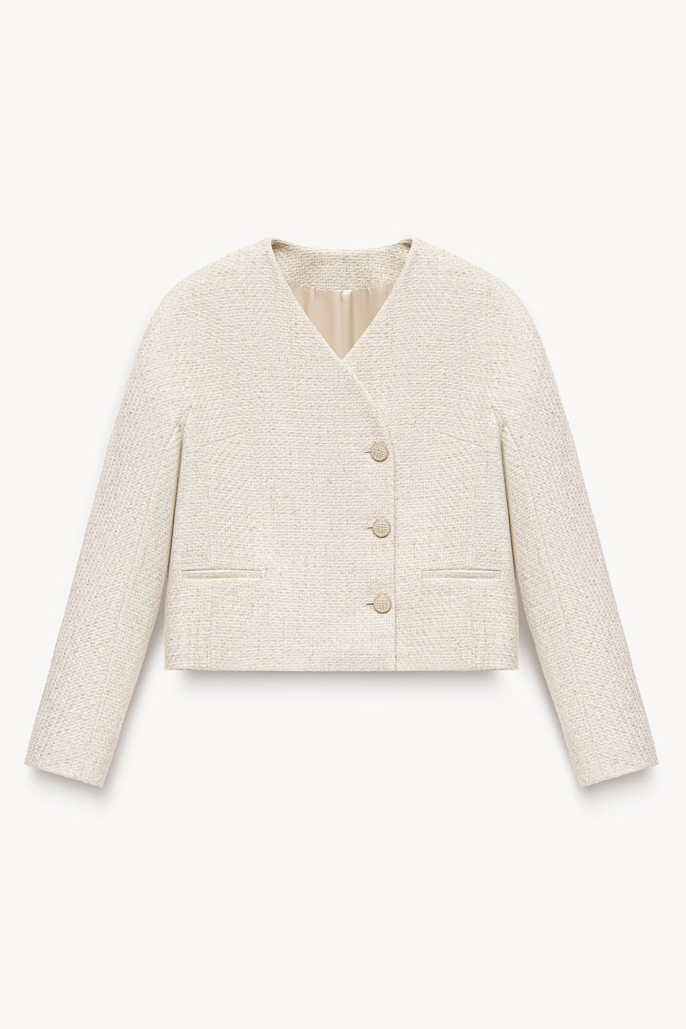Tweed with lurex cropped blazer Ecru PINXIT EU 36