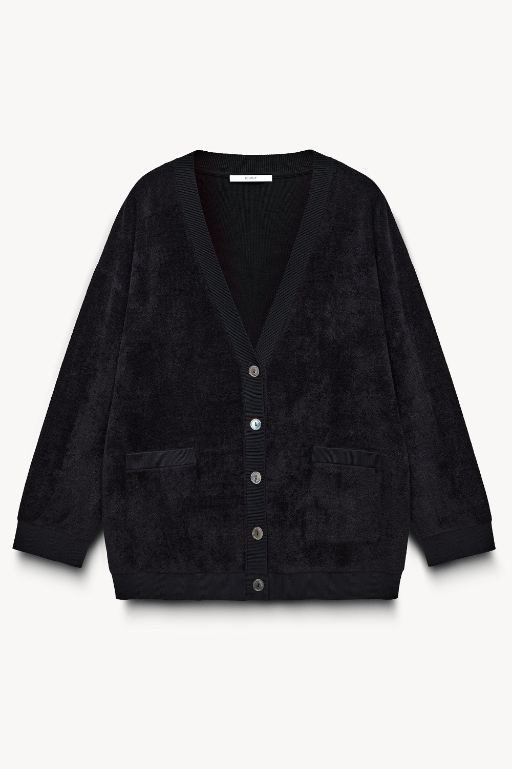 Oversized velour cardigan Black PINXIT S/M
