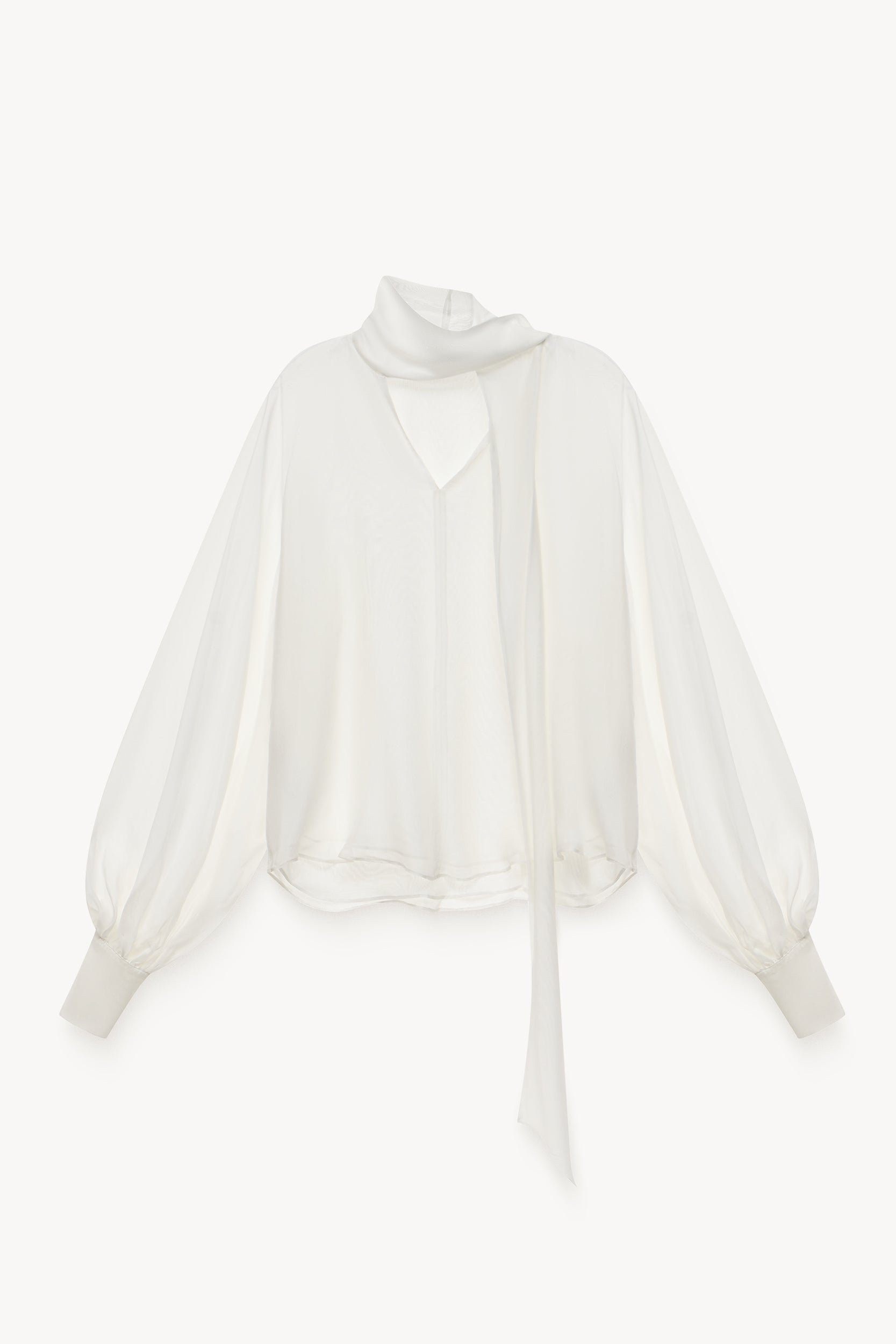 Bow-front chiffon blouse Ecru PINXIT EU 36