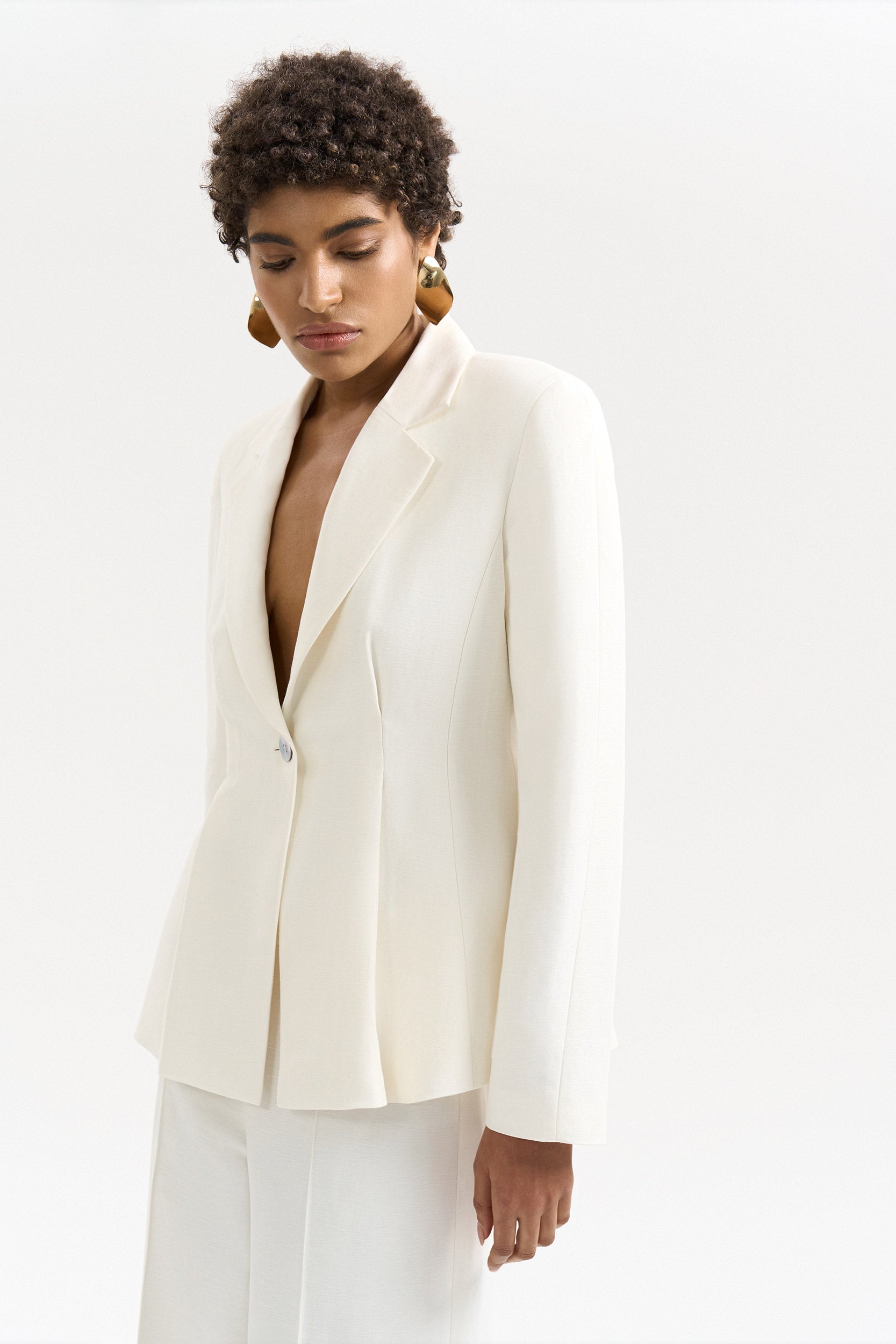 Fitted blazer with linen PINXIT