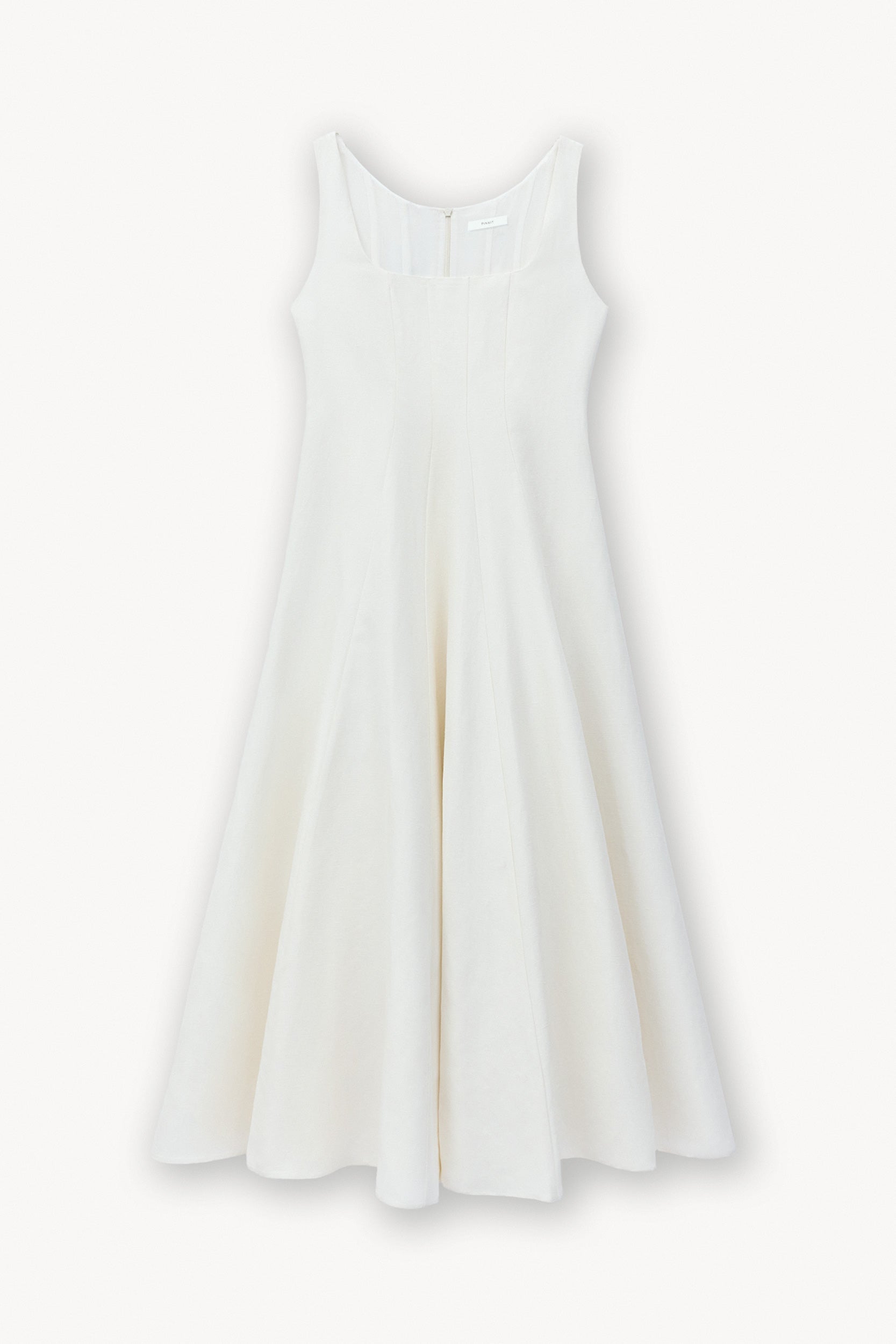 Flared dress with linen Ecru PINXIT EU 36