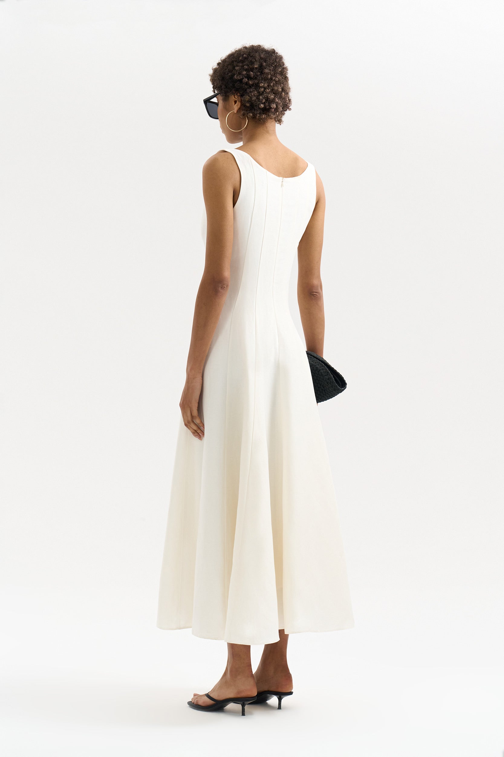 Flared dress with linen PINXIT