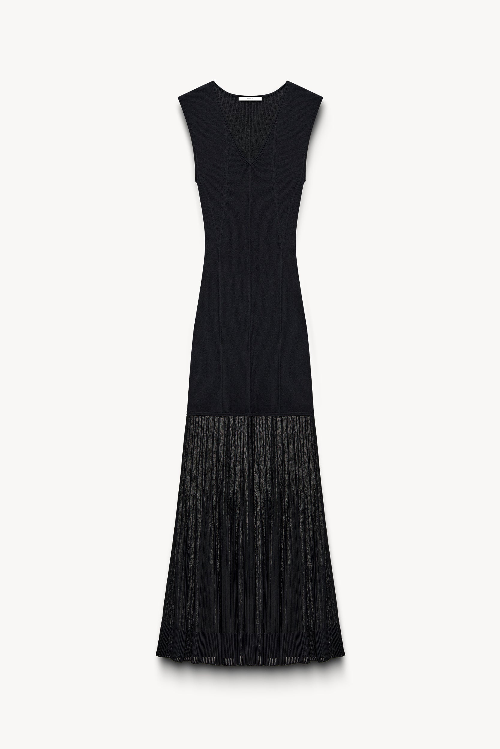 Transparent skirt knit dress Black PINXIT S