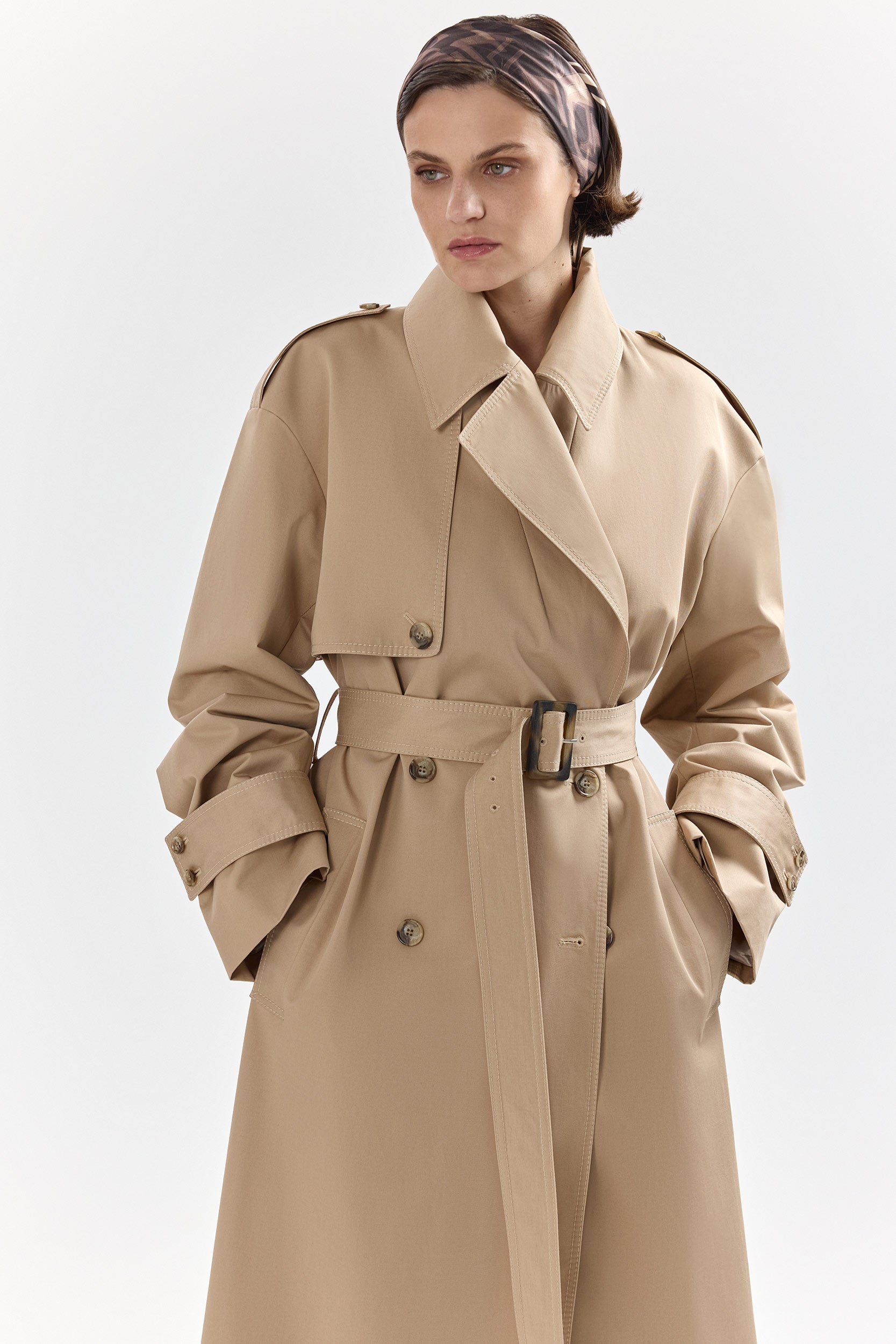 Double-breasted cotton trench PINXIT
