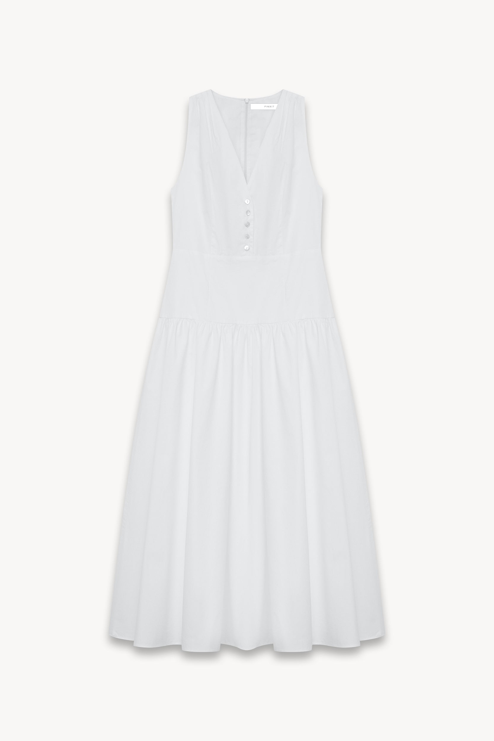 V-neck cotton maxi dress White PINXIT EU 36