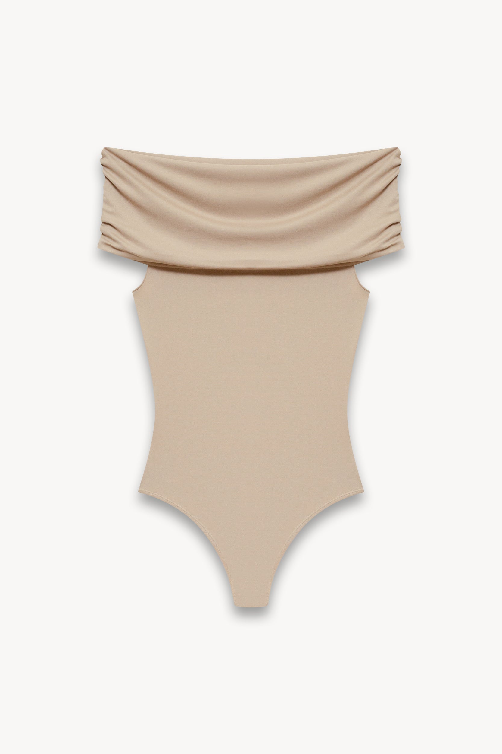 Off-shoulder knit bodysuit Beige PINXIT S