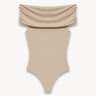 Off-shoulder knit bodysuit Beige PINXIT S