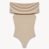 Off-shoulder knit bodysuit Beige PINXIT S