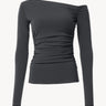 Asymmetrical long-sleeve with draping Gray PINXIT XS