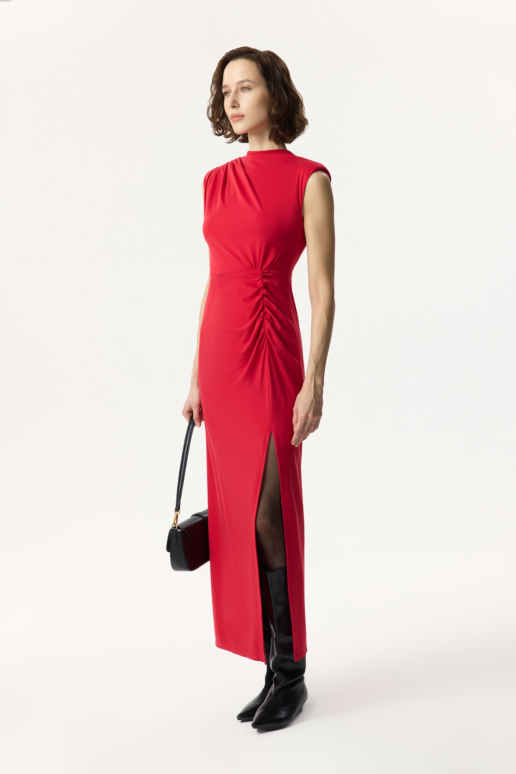 Knit maxi dress with slit PINXIT