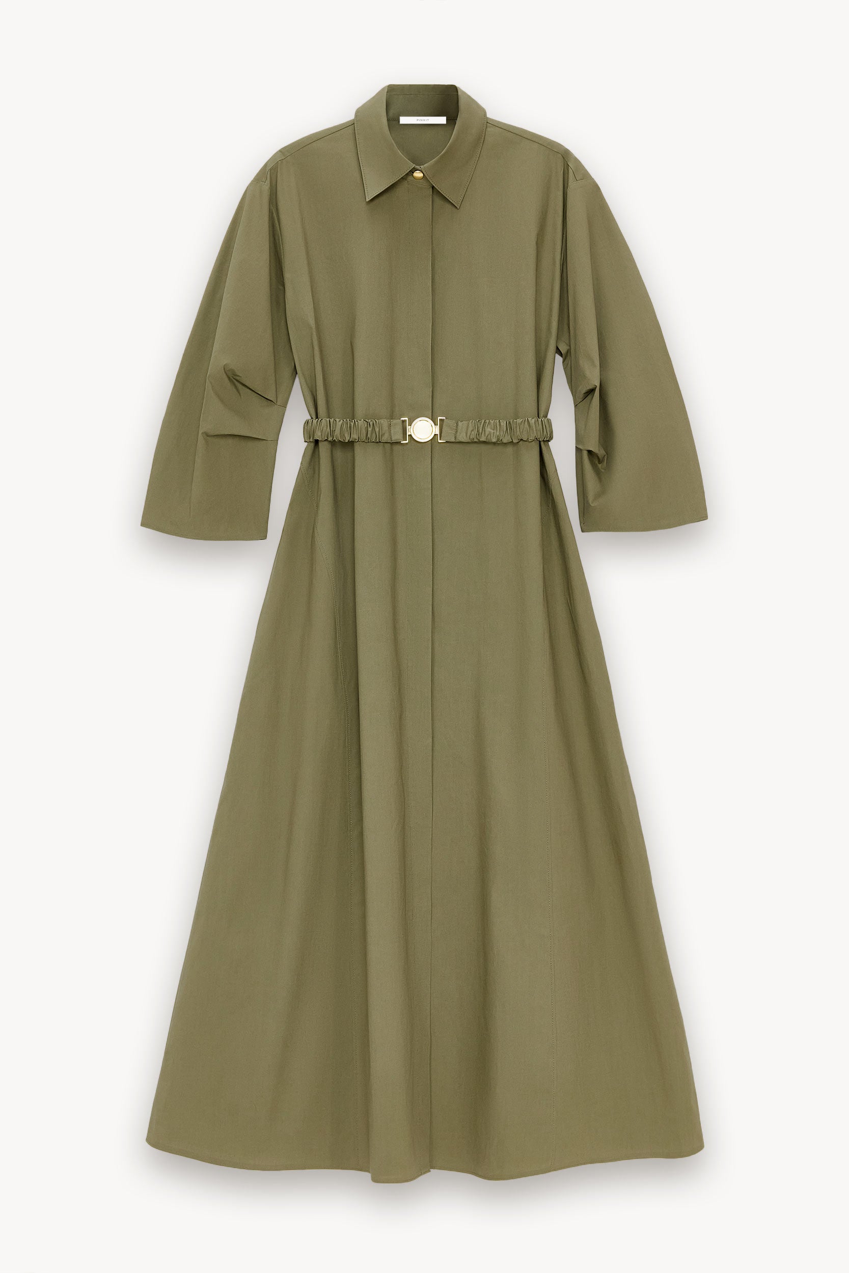 3/4 sleeves cotton dress Khaki PINXIT EU 36