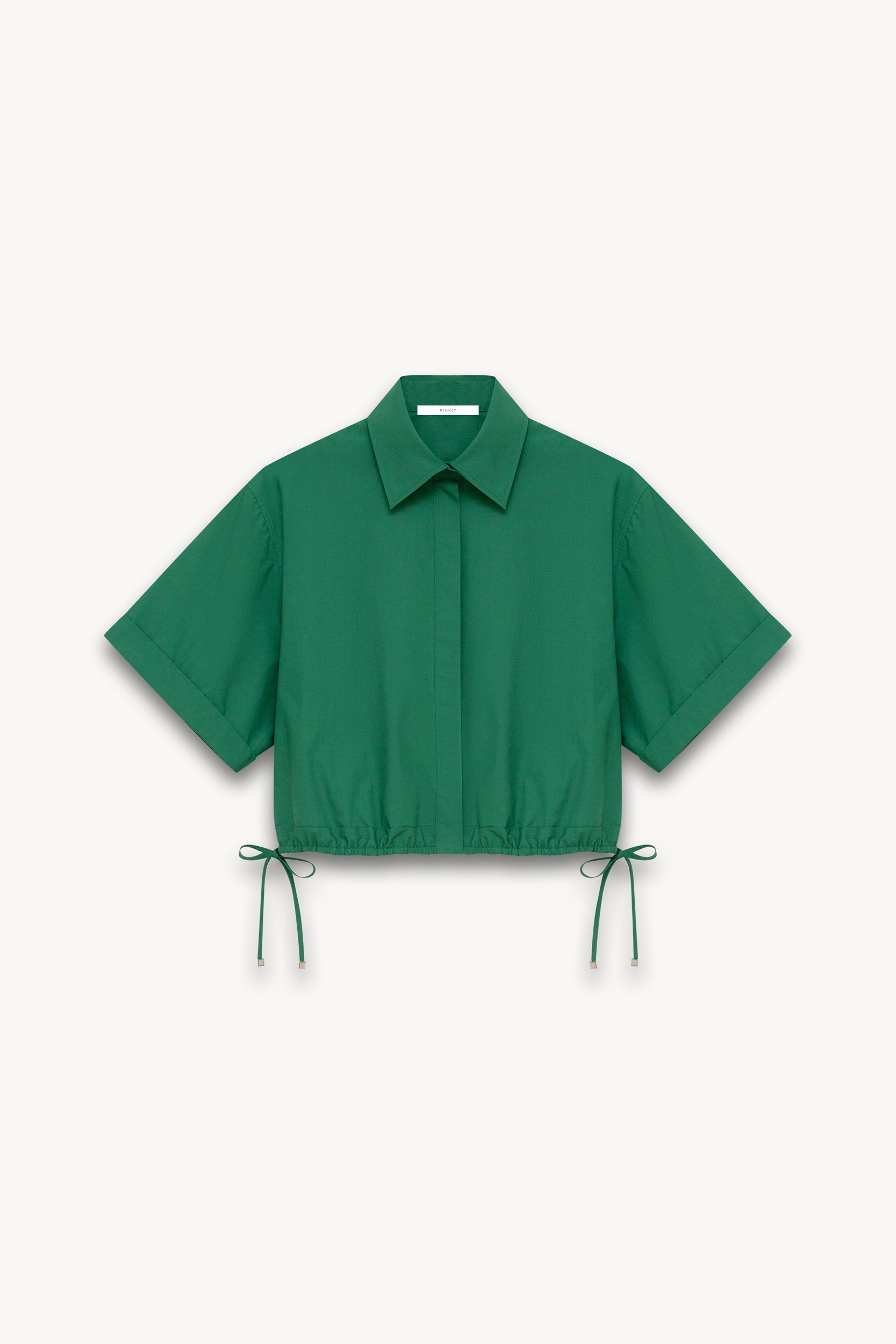 Drawstring cropped shirt Green PINXIT EU 36