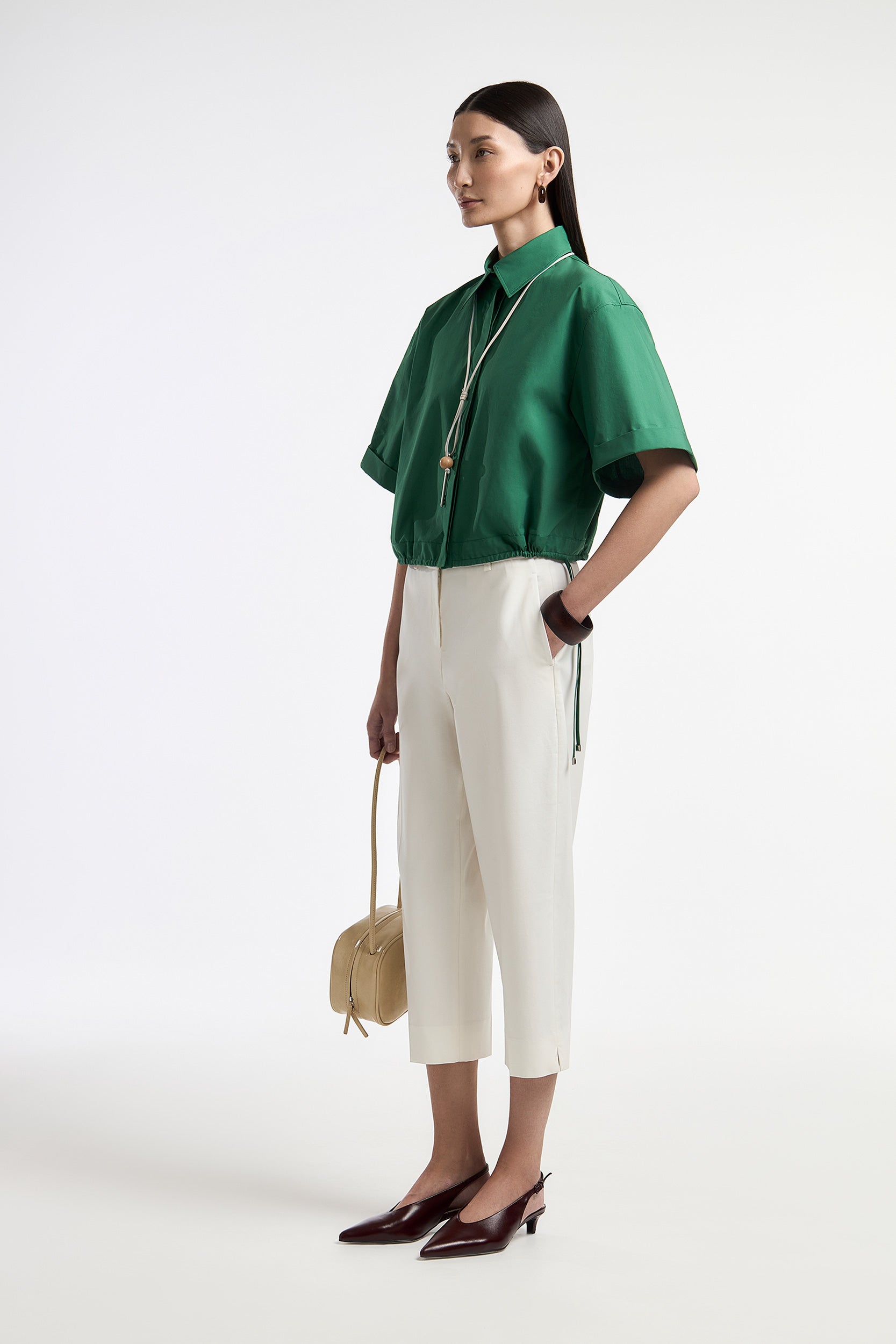 Drawstring cropped shirt PINXIT