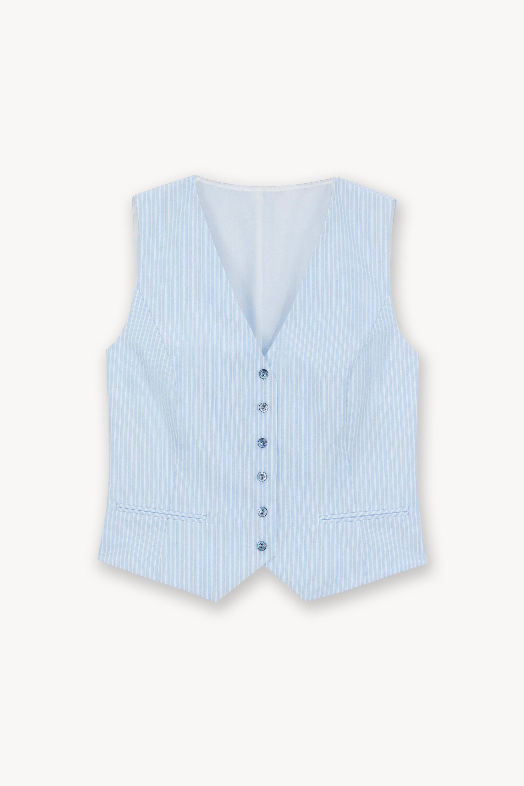 Striped cotton gilet White/Blue PINXIT EU 34