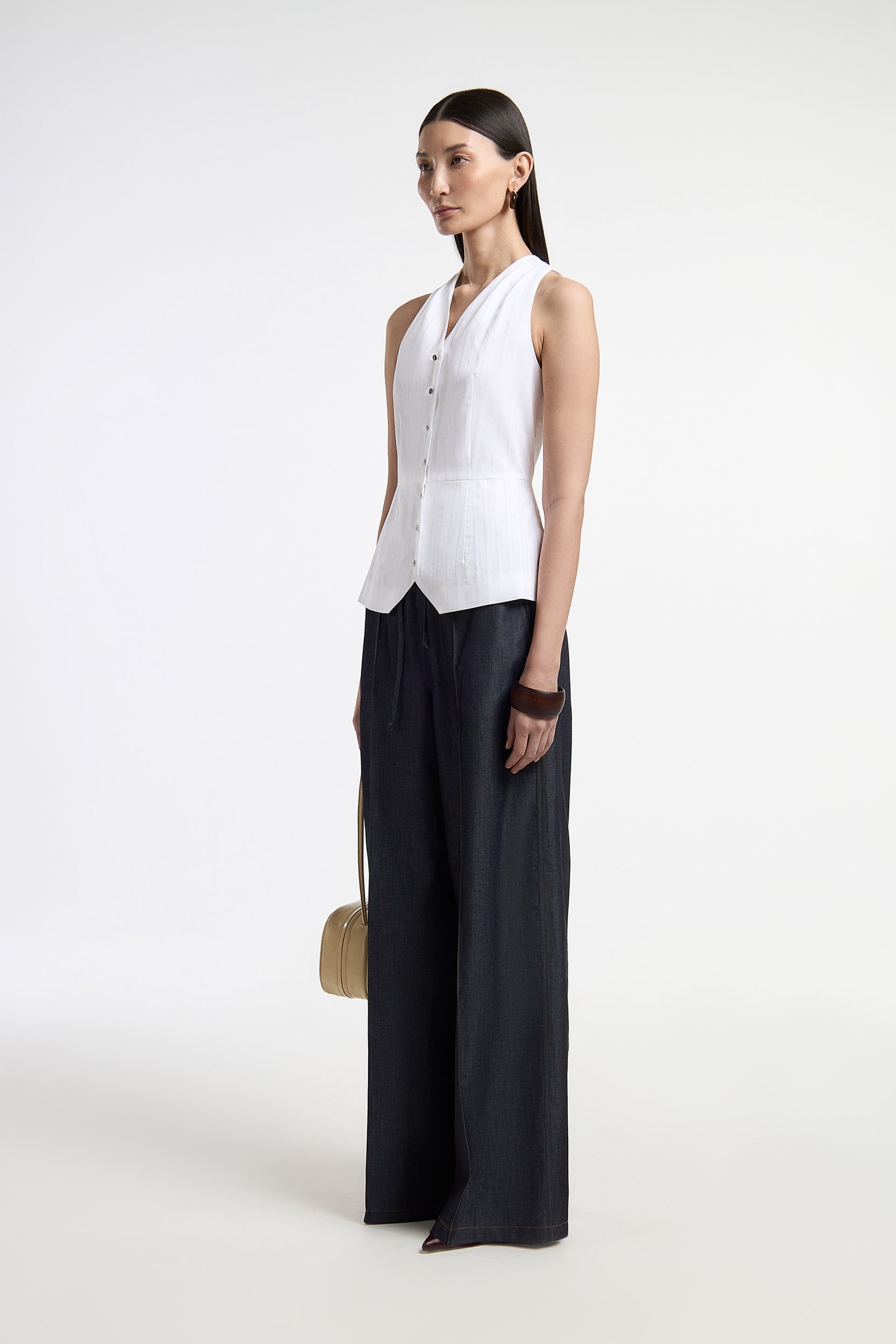 Textured striped cotton top PINXIT