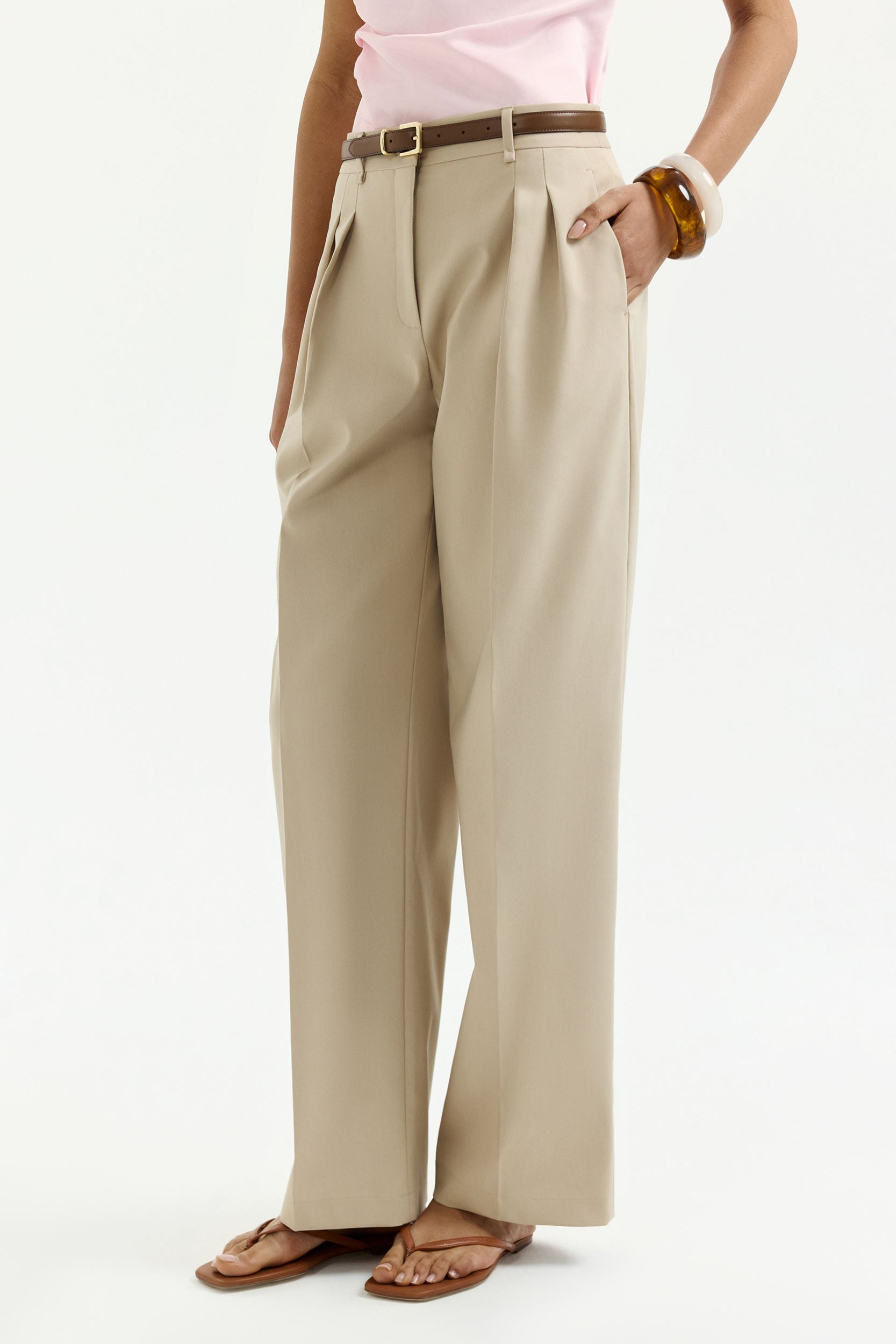 Pintuck detail cotton trousers PINXIT