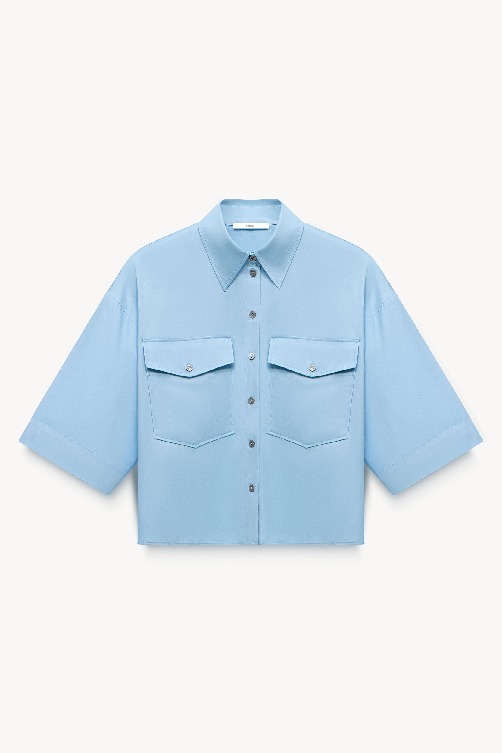 Cotton cropped shirt Light blue PINXIT EU 34