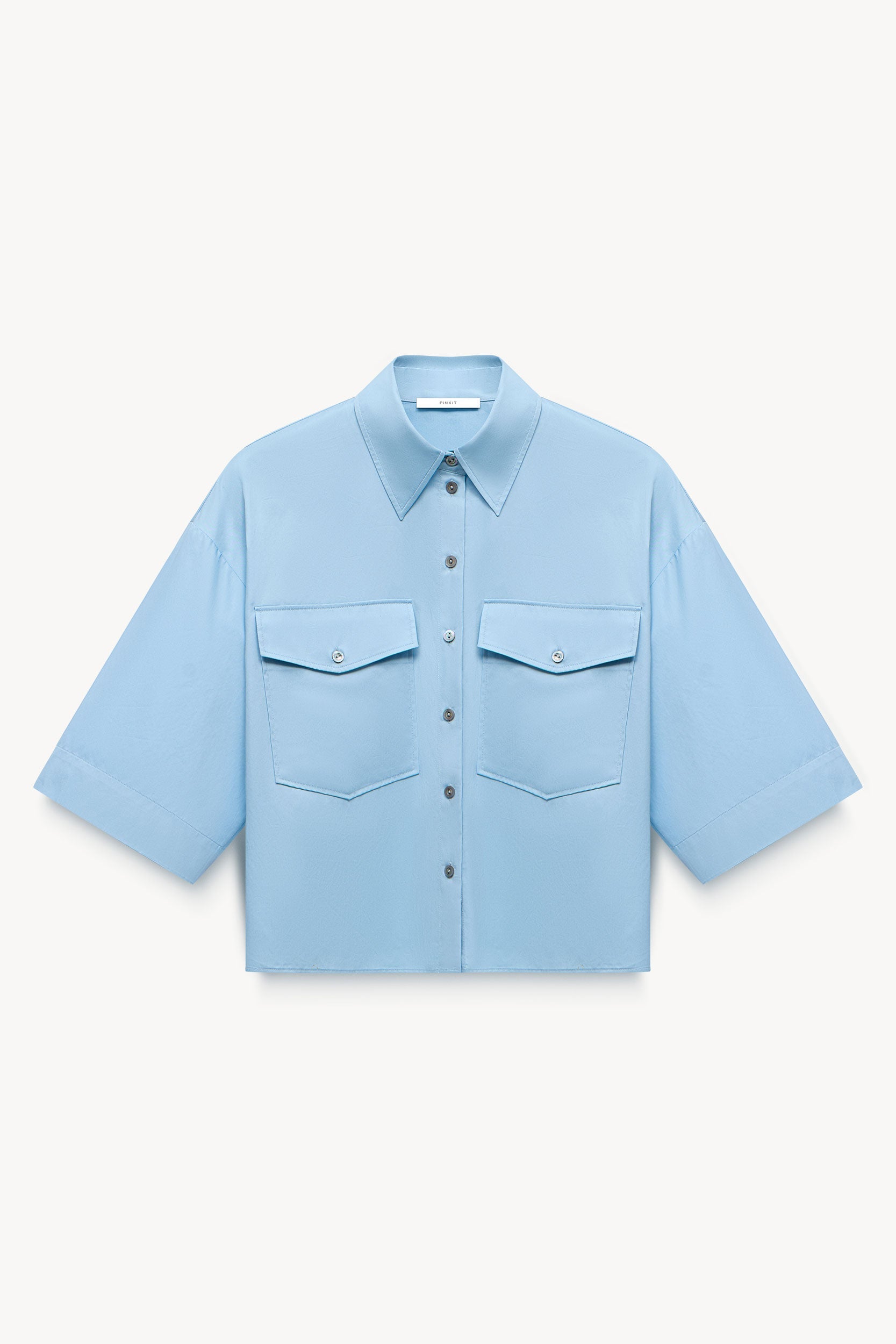 Cotton cropped shirt Light blue PINXIT EU 34