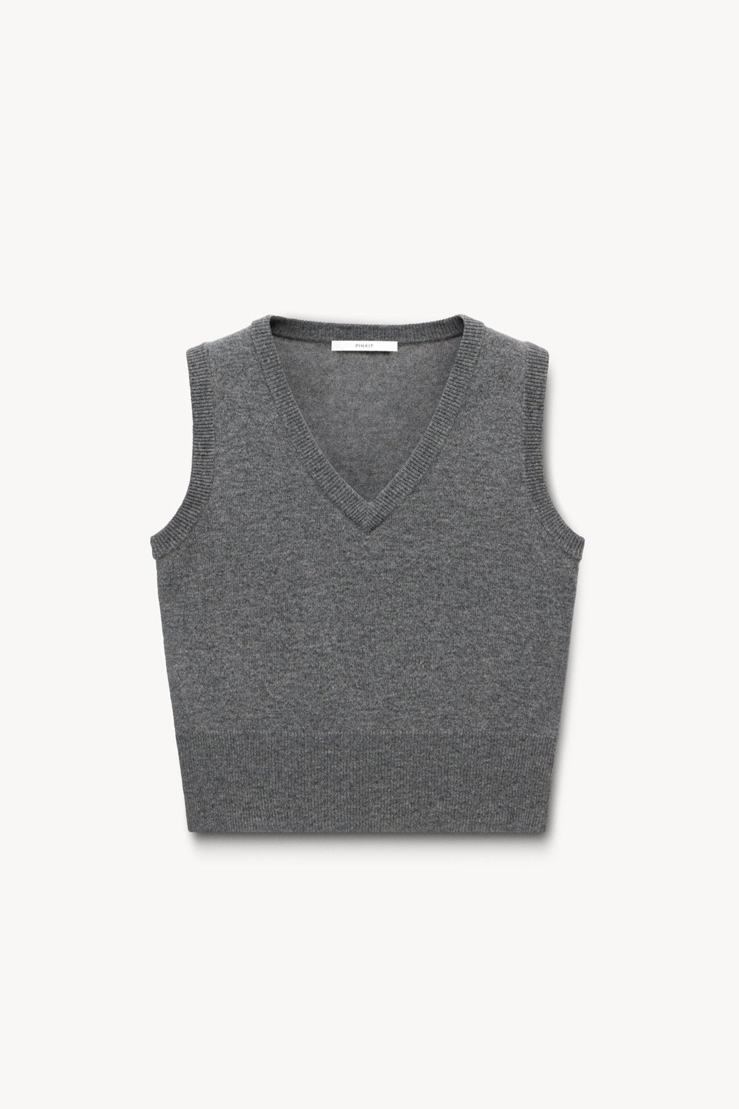 Wool and cashmere knit gilet Dark gray melange PINXIT S