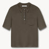 Wool polo with a pocket Tobacco PINXIT XS