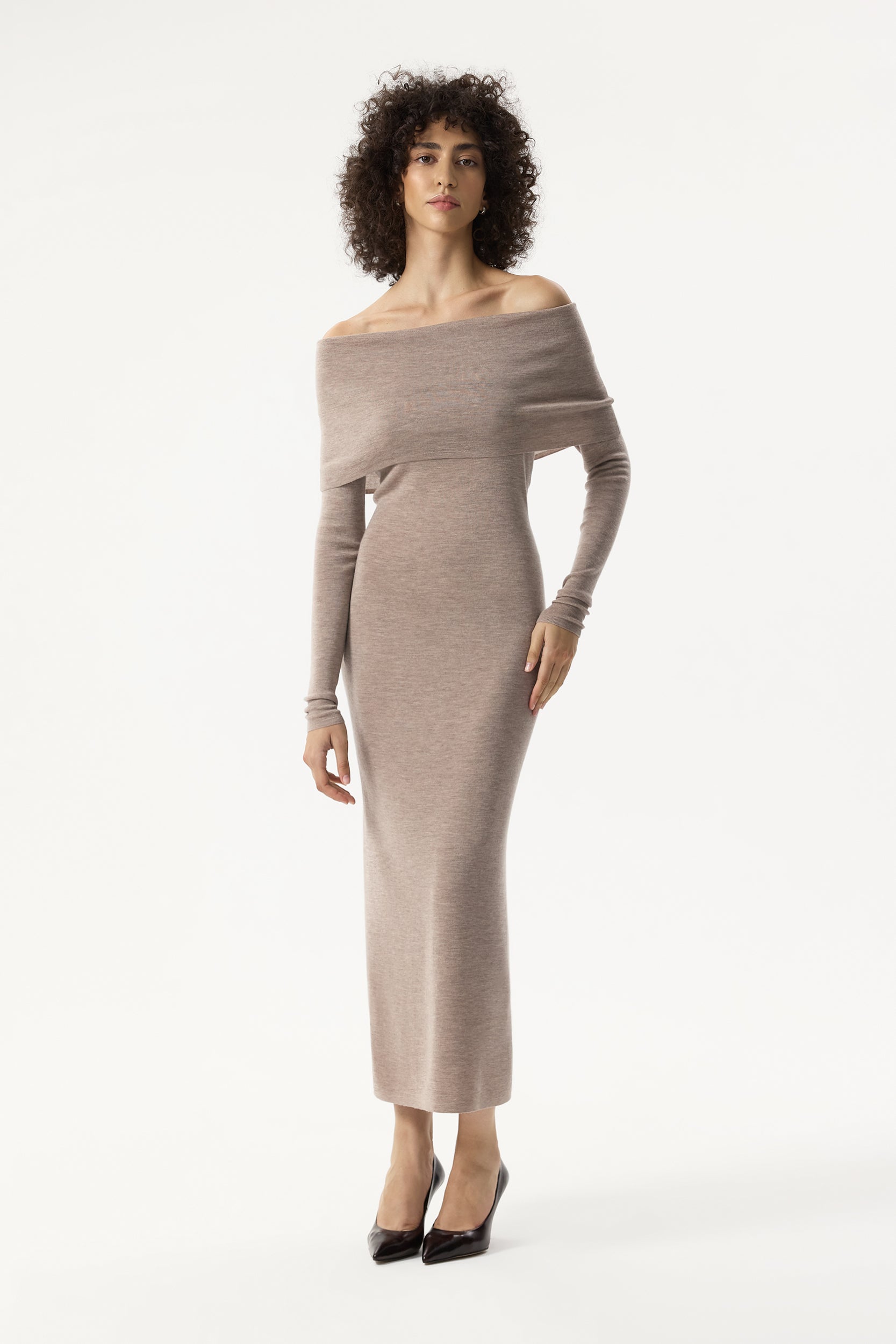 Off-shoulder wool dress PINXIT