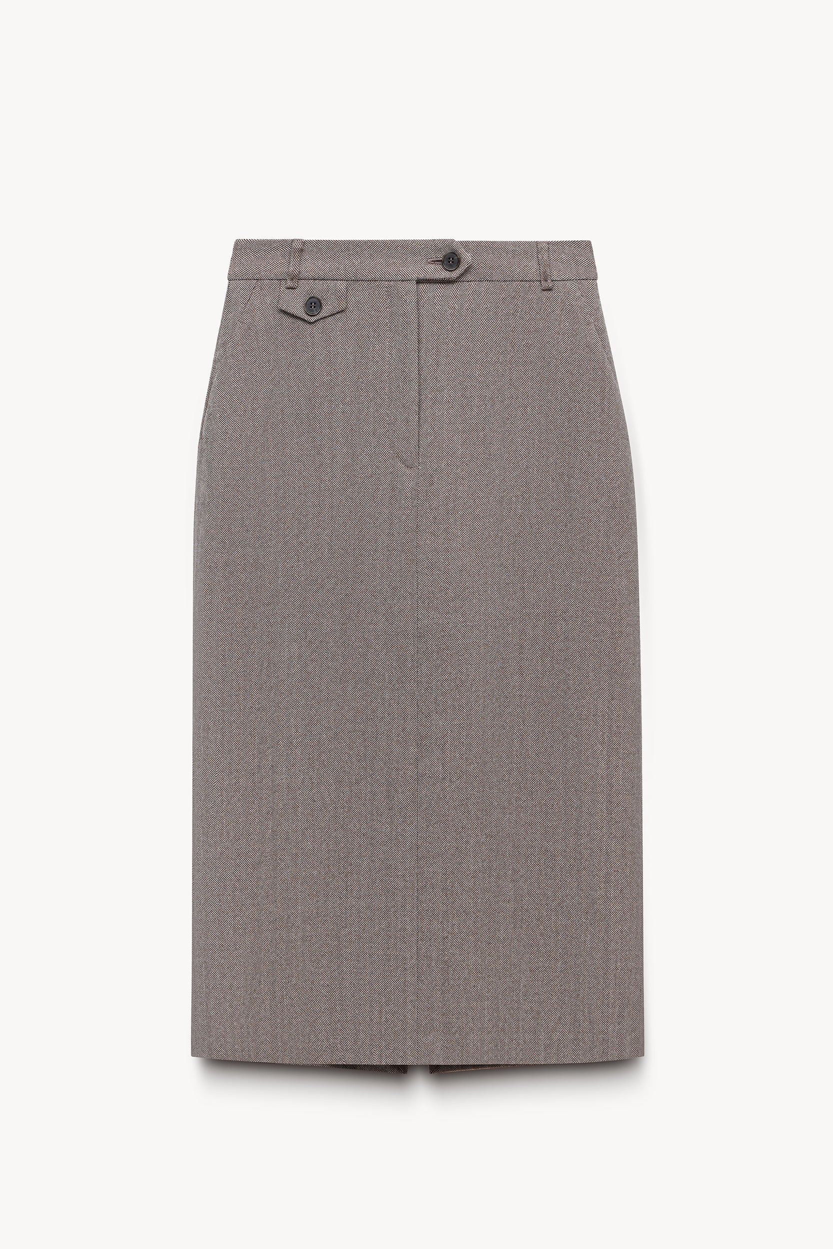 Herringbone straight-fit wool skirt PINXIT