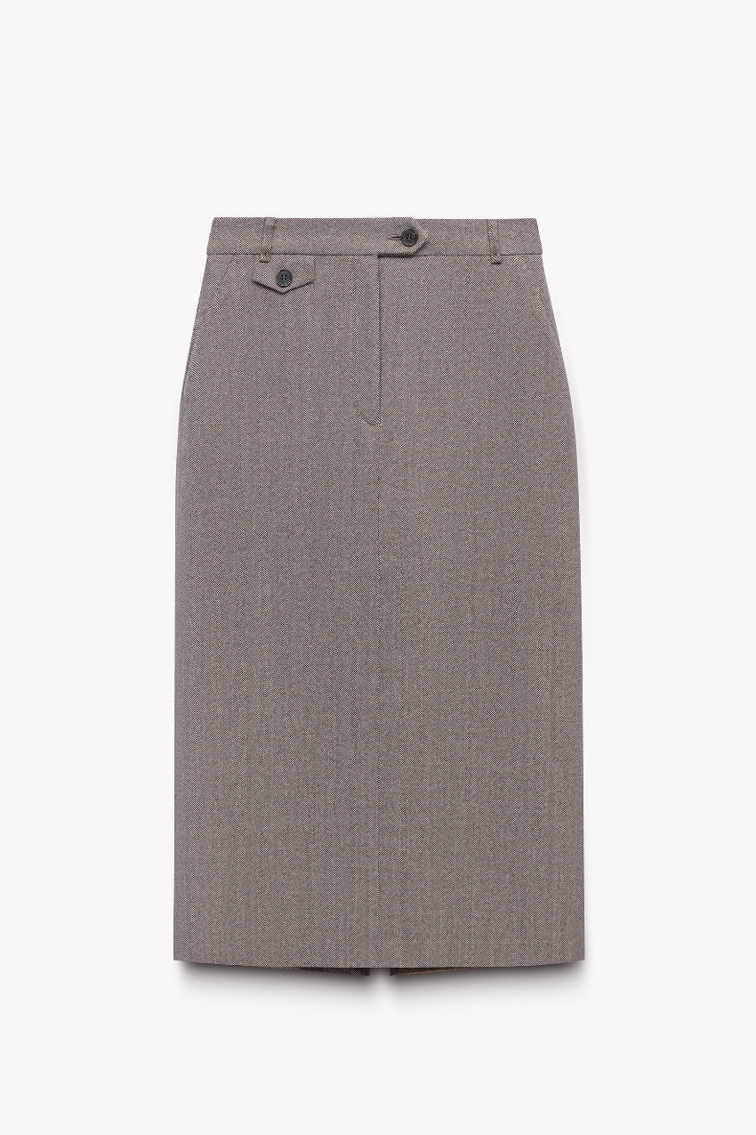 Herringbone straight-fit wool skirt PINXIT