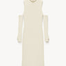 Wool knit dress with fingerless gloves Ecru PINXIT S
