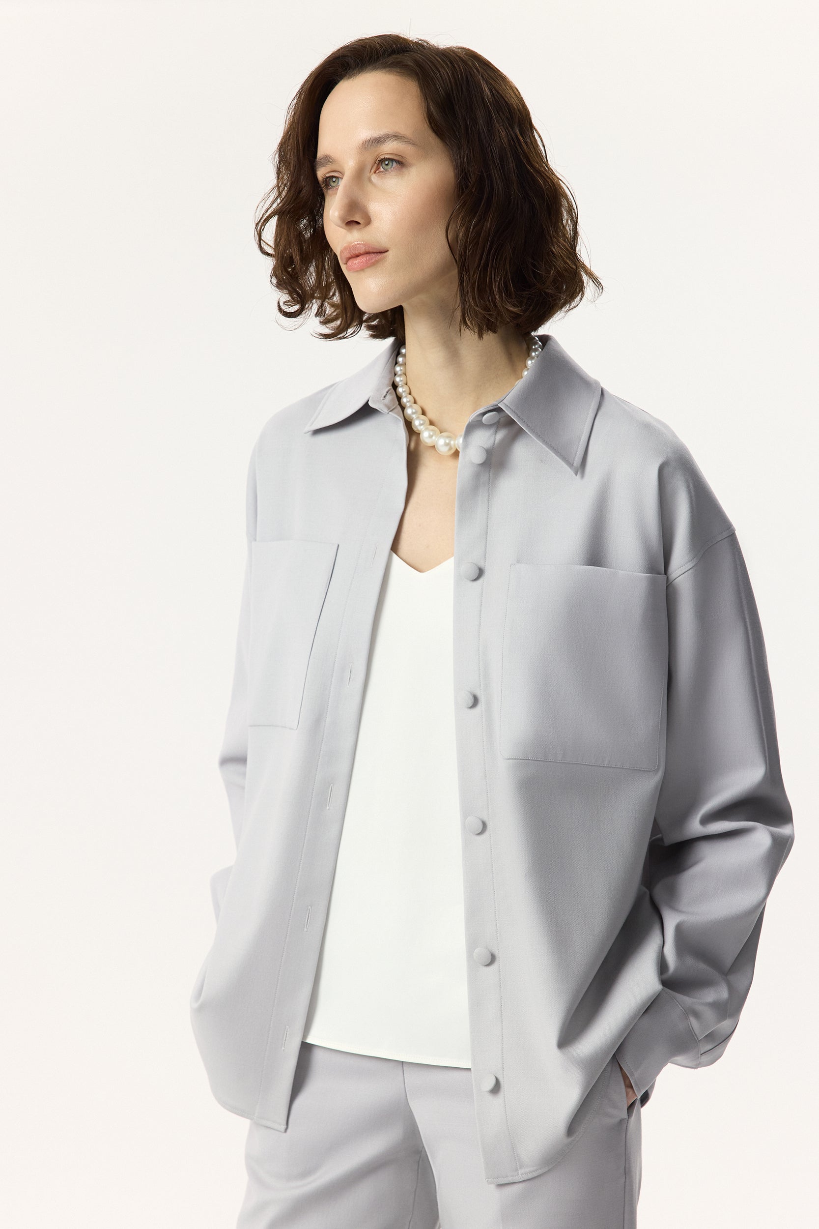 Wool shirt with belt PINXIT